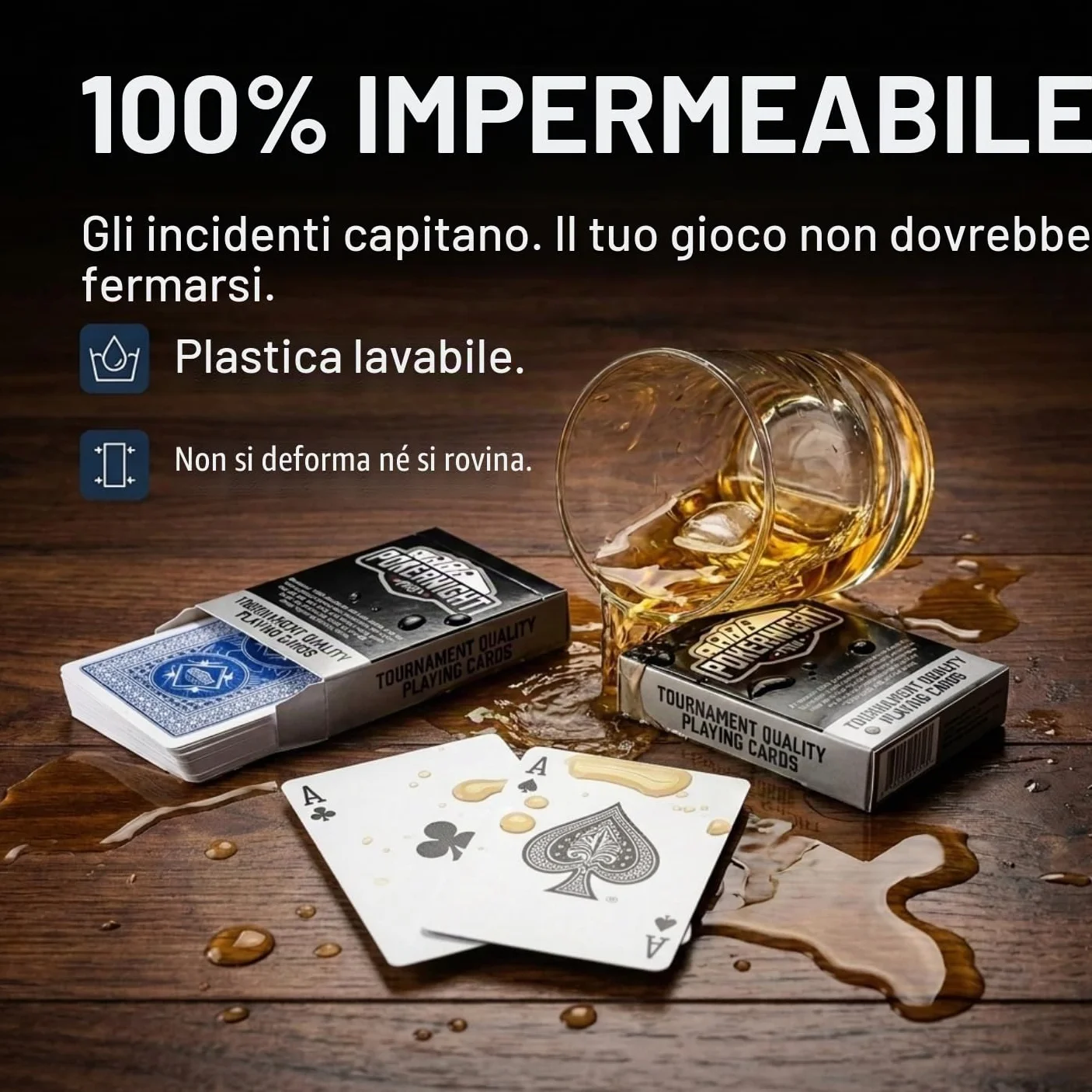 2 giochi di carte da gioco professionali 100% plastica Texas Holdem Poker (1 x rosso/1 x blu) | 54 monete per gioco, inclusi 2 jolly | indice Jumbo | Qualità Super Casino