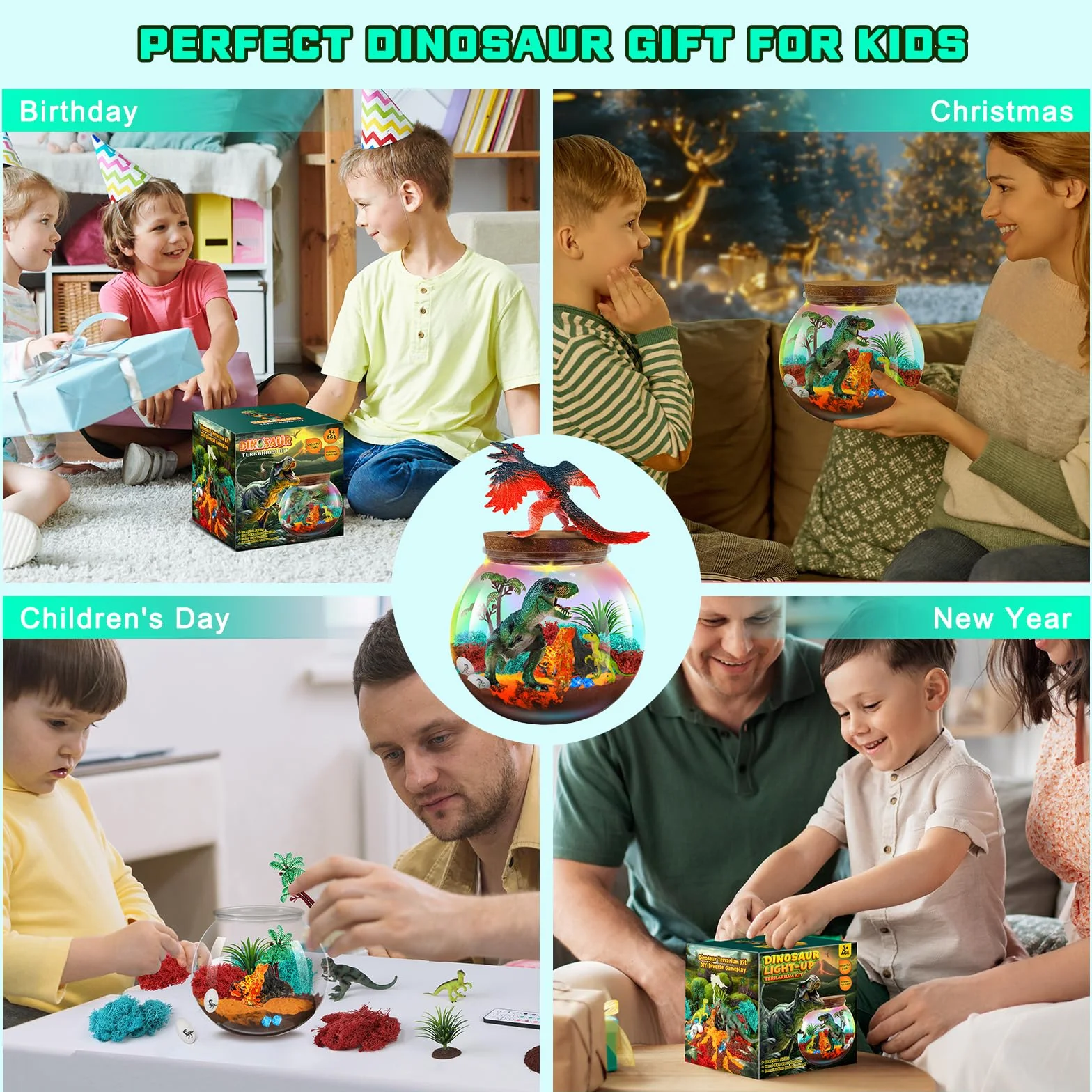 RONSTONE Giocattoli con Dinosauri per Bambino - Kit per Terrari e Regali di Compleanno per Bambini di 4 5 6 7 8-12 Anni - DIY Kit vulcano Dino & Artigianato Scientifico per Bambino Bambina