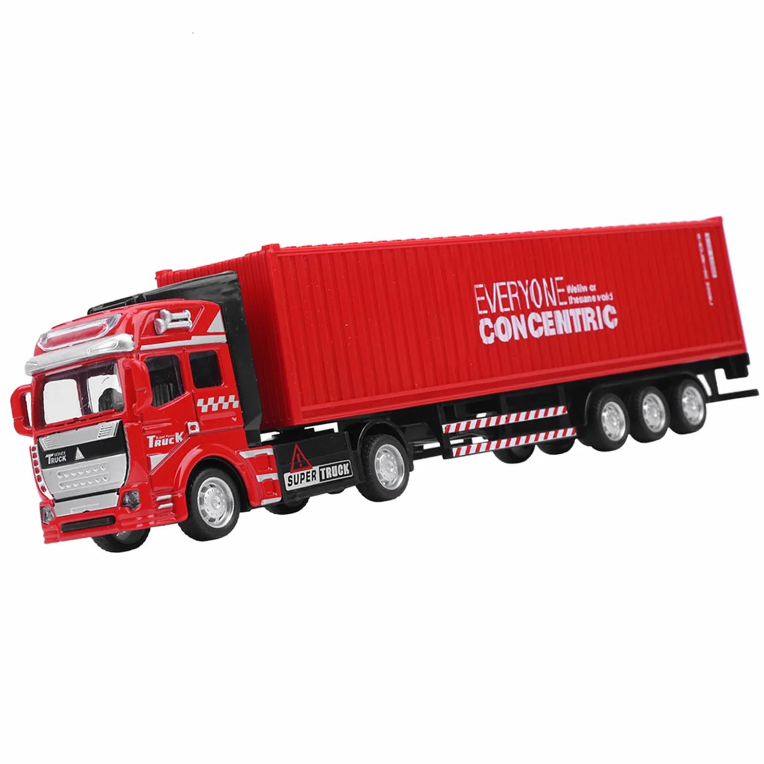 48 Modello Camion Portacontainer Lega Giocattolo con Trazione e Carrozzeria Rimovibile Rosso