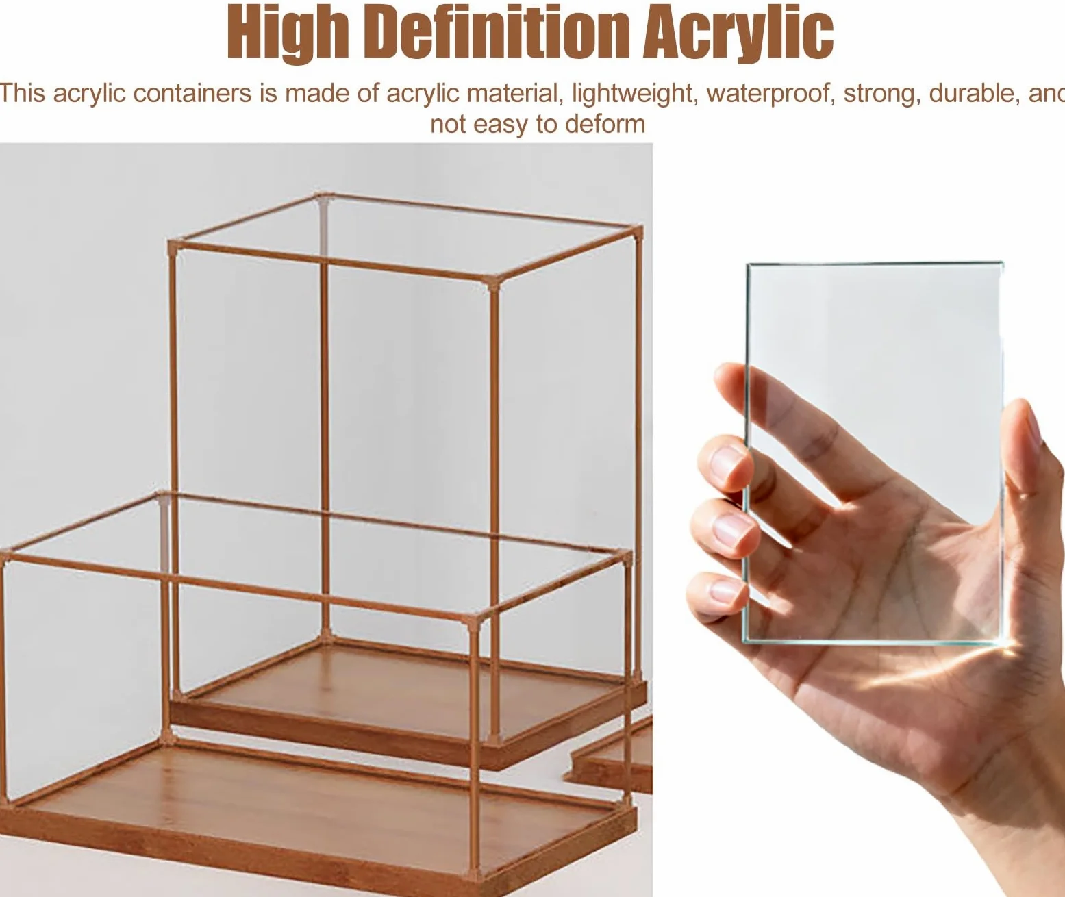Vetrina extra lunga in acrilico per modellini di auto, impilabile, contenitore in legno e C Sto per bambole e modelli alimentari (60 x 50 x 50 cm 61 x 50 x 50 cm)