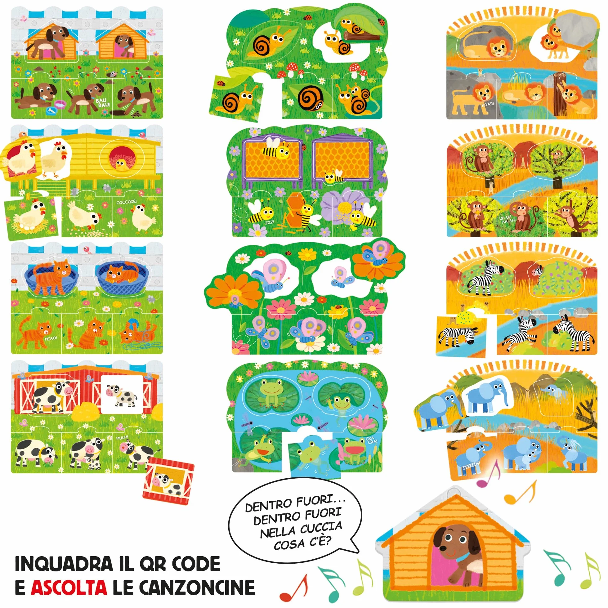 HEADU Chi Cosa Dove Giochiamo a Parlare Con Gli Animali Giochi Educativi 2-5 Anni Sviluppo Linguaggio Bambini Gioco Didattico
