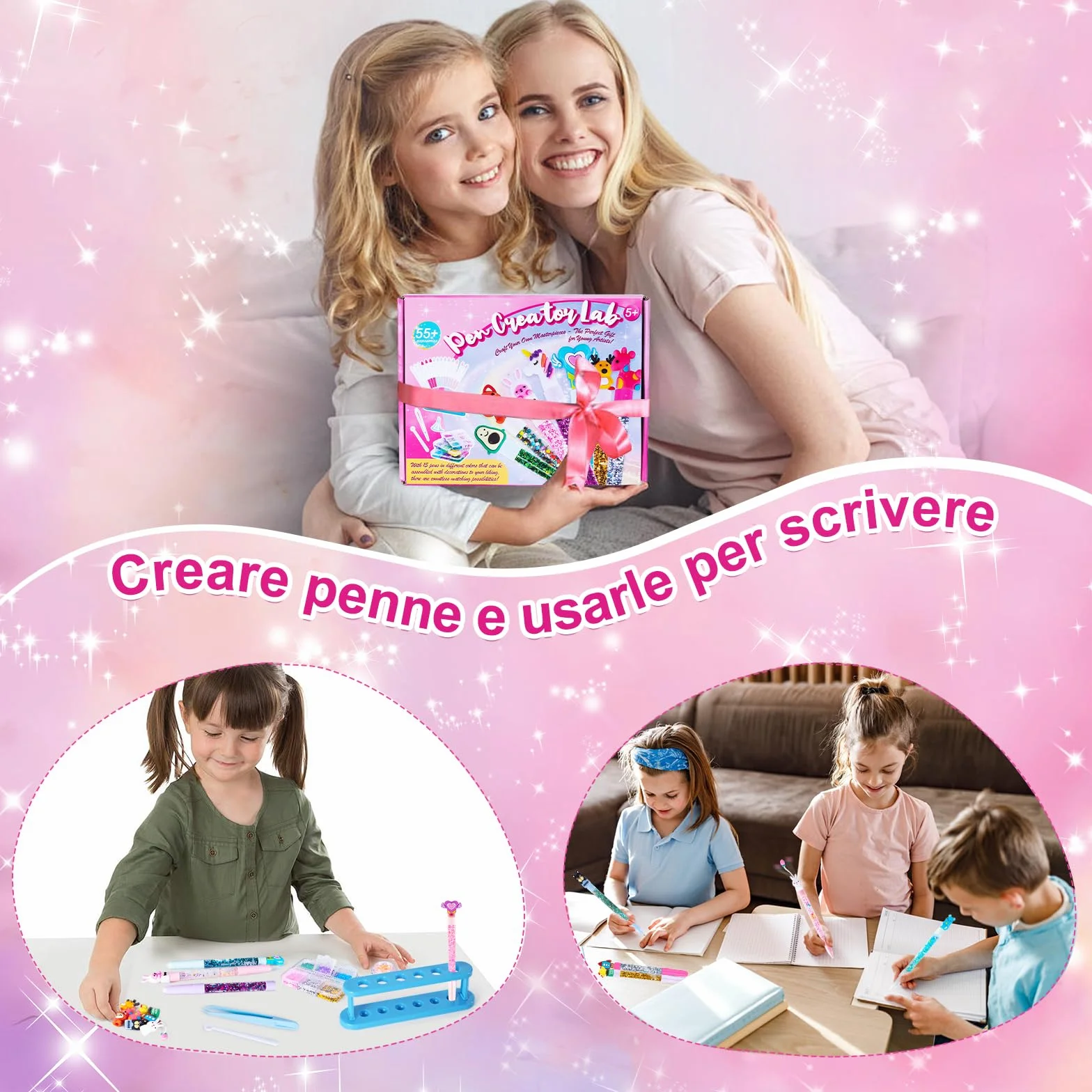 Kit Creativo per Creare Penne Carine, Lavoretti per Bambini, Set di Penne di Cancelleria, Giochi Bambina 5-12 Anni