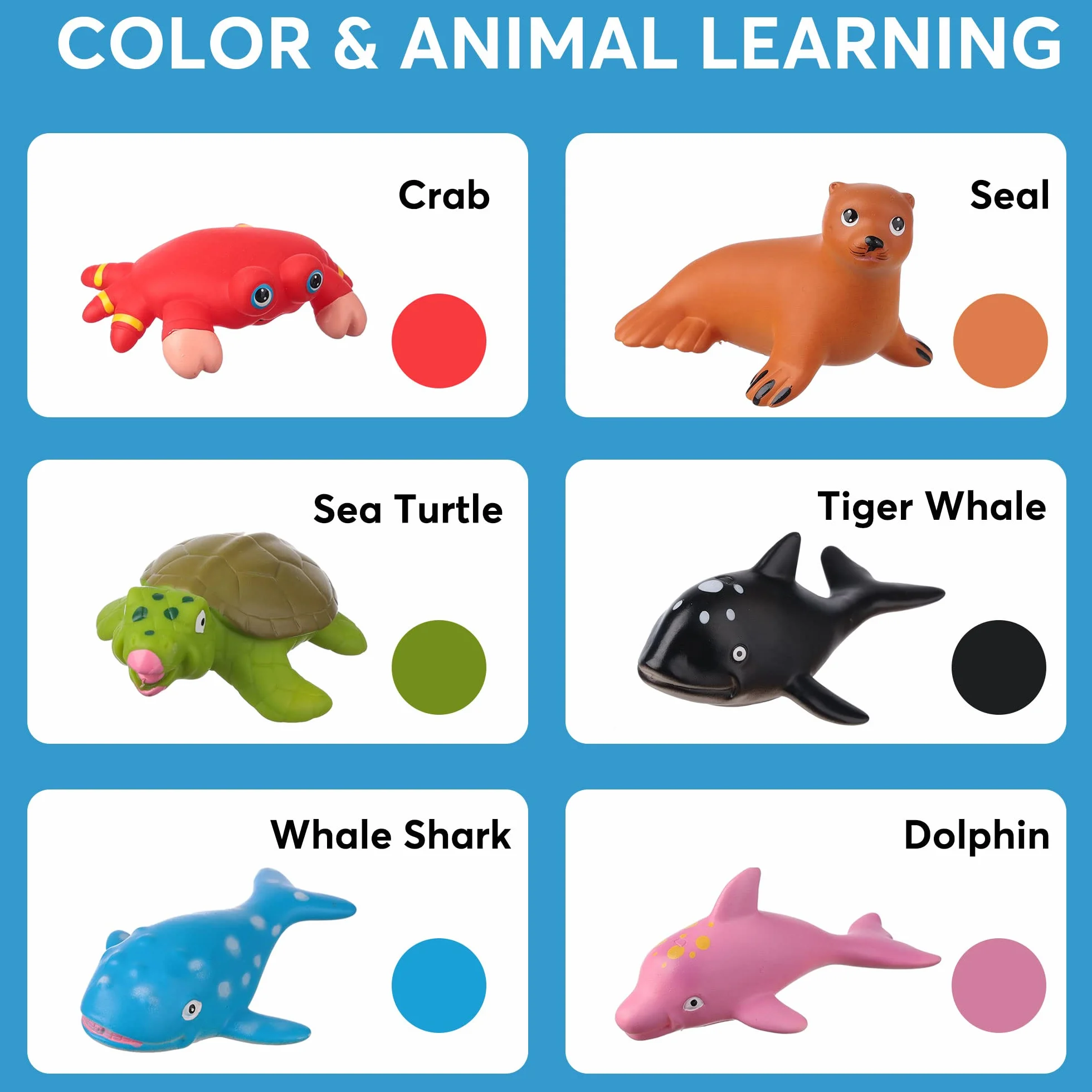 Giocattoli da Bagno Senza Foro per Bambini, 12 Pezzi Senza Muffa Baby Ocean Sea Animal Vasca da Bagno Piscina Giocattoli per Ragazzi Ragazze