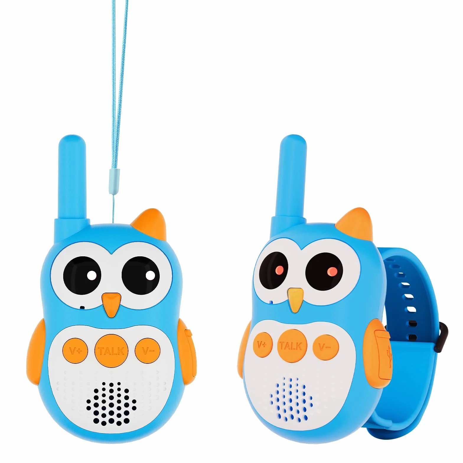 Retevis RT30W Walkie Talkie Bambini Ricaricabili con Occhi LED, Giocattoli Regalo Bambino 4-8 Anni (1 Coppia)