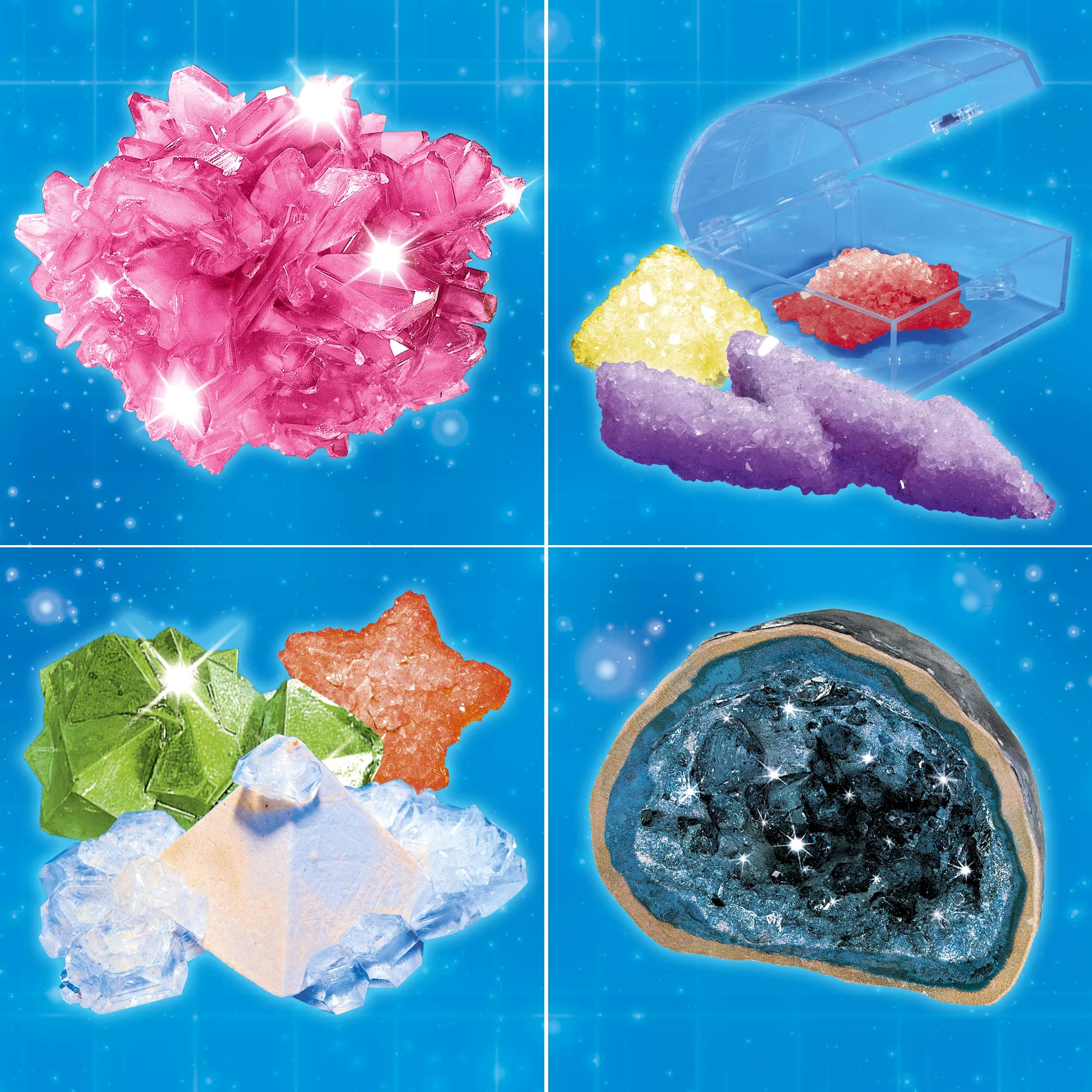 Thames & Kosmos Crystal Growing | Kit per esperimenti STEM | Coltiva dozzine di cristalli scintillanti e colorati! | Scopri la cristallizzazione e conduci esperimenti scientifici classici | Crea geodi