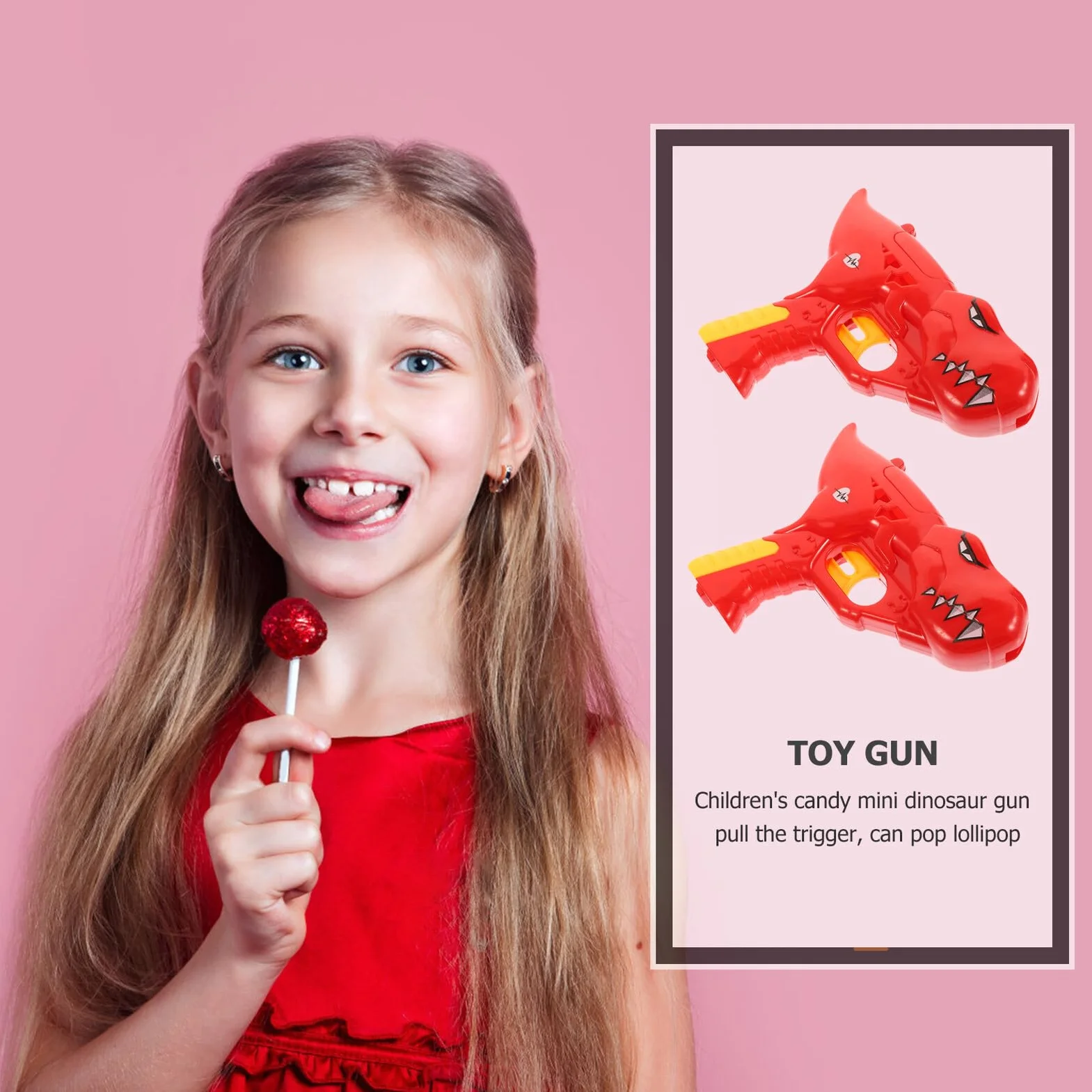 ERINGOGO Giocattolo Porta Lecca-Lecca Robot Dinosauro Rosso 2 Pezzi, Spara Lecca-Lecca Divertente per Feste, Regalo Compleanno Pratico e Sicuro in Plastica Dura