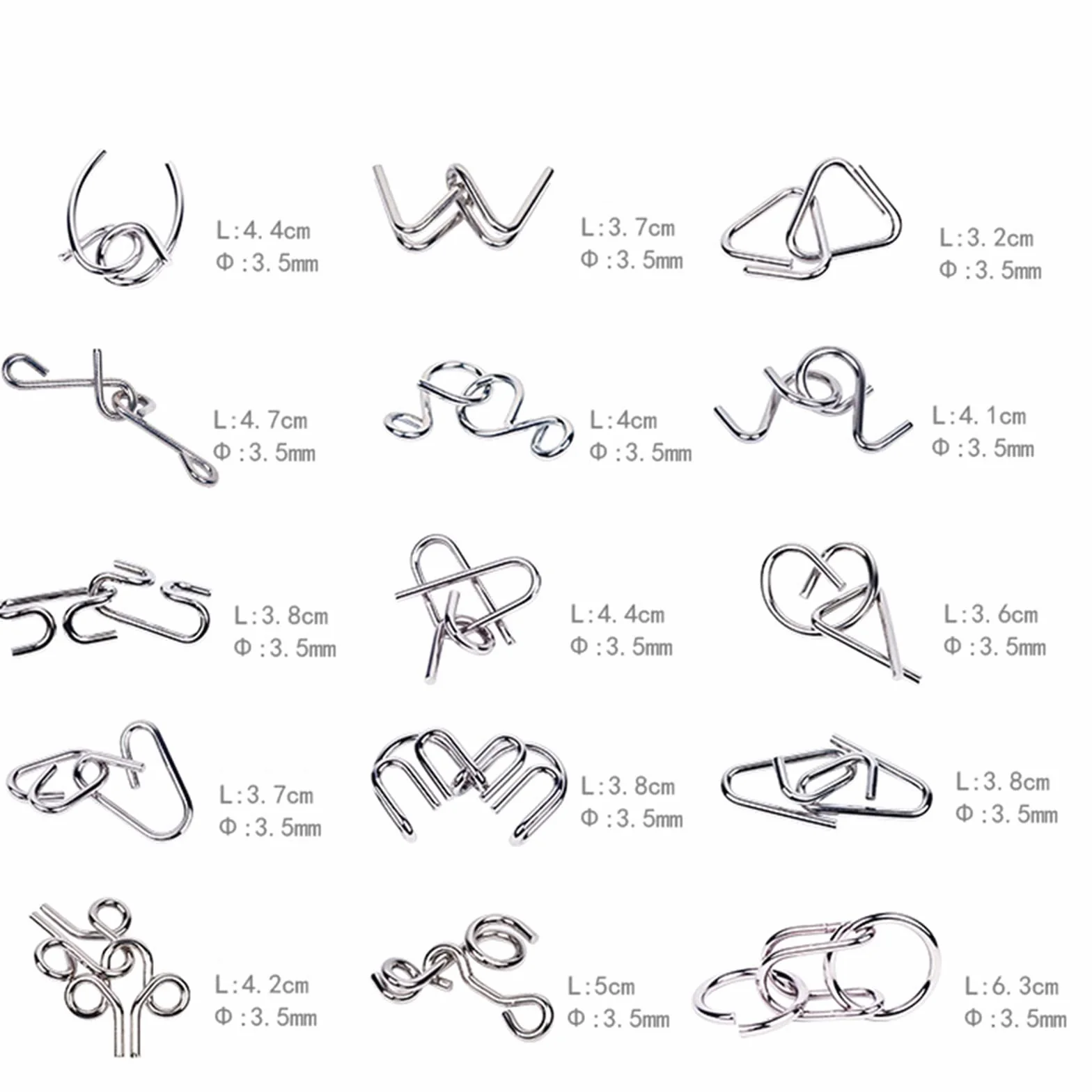 RoseFlower Metal Wire Puzzle Set 15, Rompicapo in Metallo Torsione 3D Gioco Mente Classico Giocattoli Educativi IQ Test Regalo Adulti Bambini