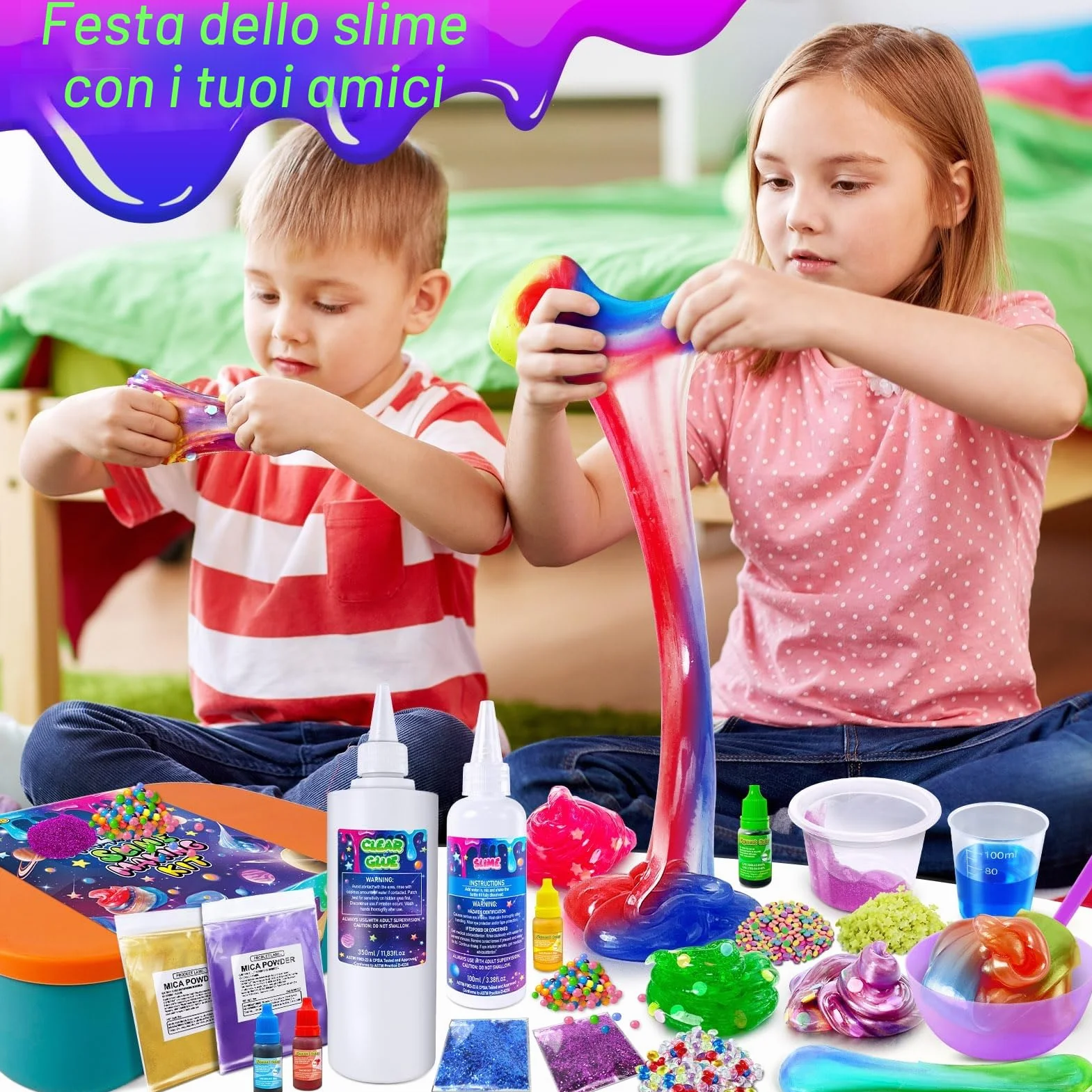 Galaxy DIY Slime Kit per Bambini 6-12, Laboratorio Creativo con Accessori