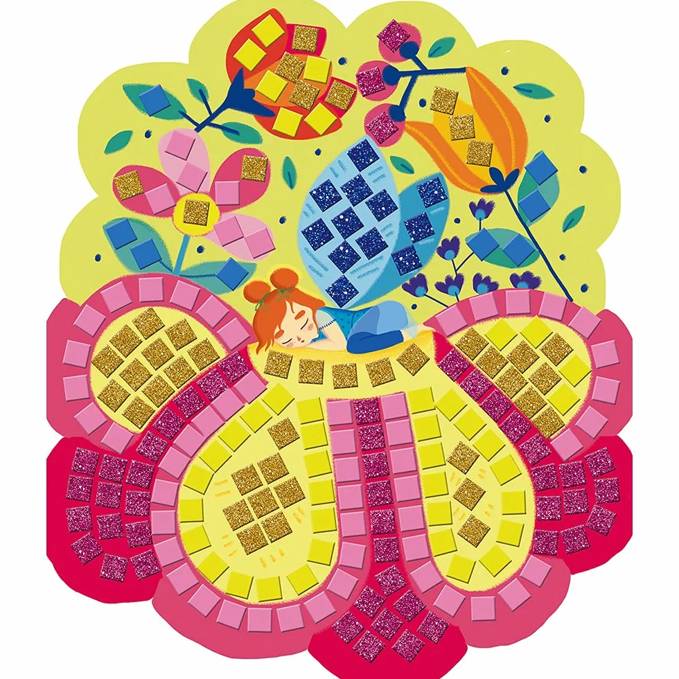 Janod Set Creativo Mosaici in Gommapiuma Fate, Les Ateliers Du Calme, Abilità Motorie Fini E Apprendimento della concentrazione, dai 5 Anni in su, J07960, Multicolore, 22 x 4 x 26 cm