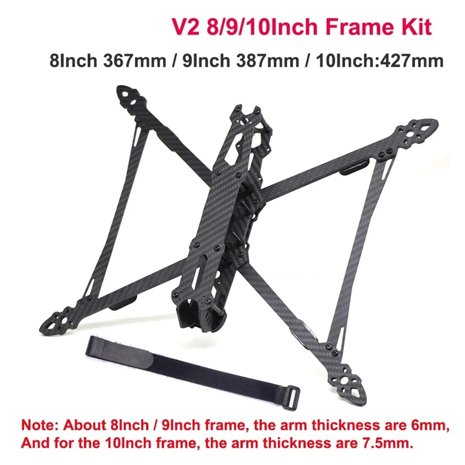 Kit telaio drone, Mark4 V2 fibra di carbonio 7/8/9/10 pollici | Telaio freestyle quadricottero tipo X, passo 295/367/387/427mm, interasse foro camera 19mm(Mark4 V2 10Inch427mm)
