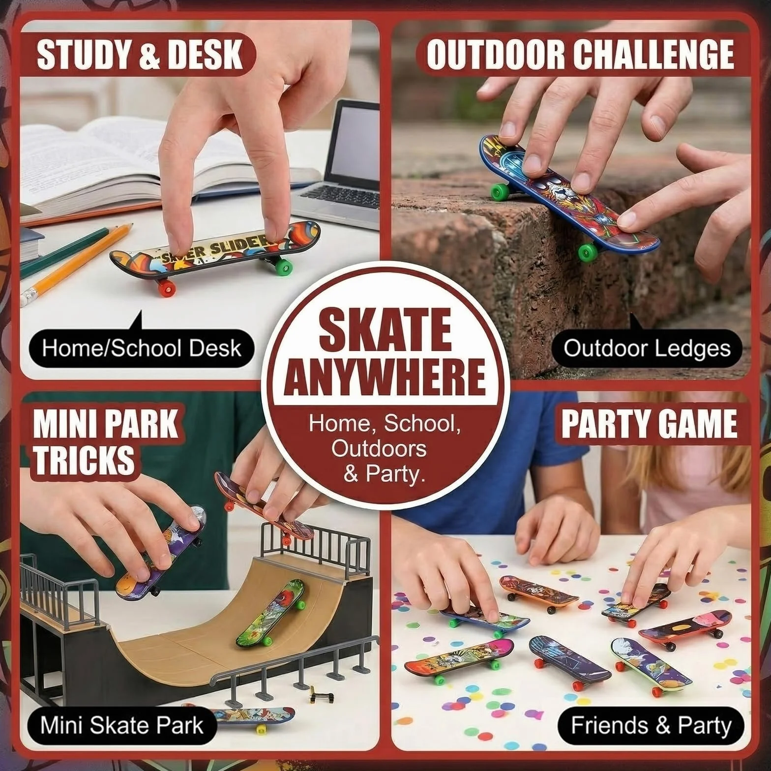 20 Pezzi Mini Skateboard da Dita Modello Casuale Finger Skateboards per Bambini, Giocattolo in Lega, per Giocare o Come Decorazione, per Bambini Compleanno Festa Regalino