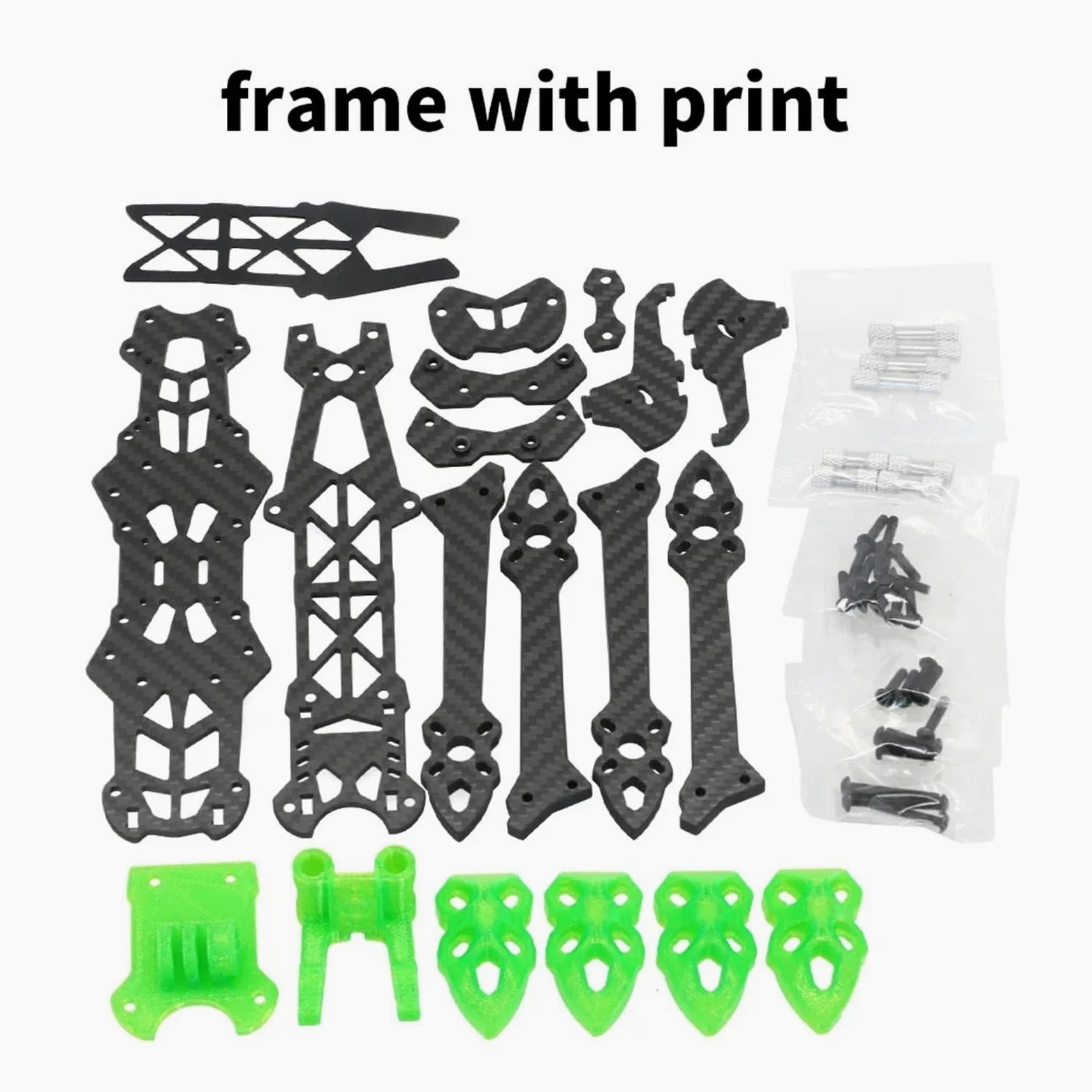 Kit Telaio Da 5 Pollici 240mm Braccio Da 5mm In Fibra Di Carbonio 3K For FPV Racing Drone RC Quadcopter Freestyle Fai Da Te Con Parti Di Stampa(Frame with print)