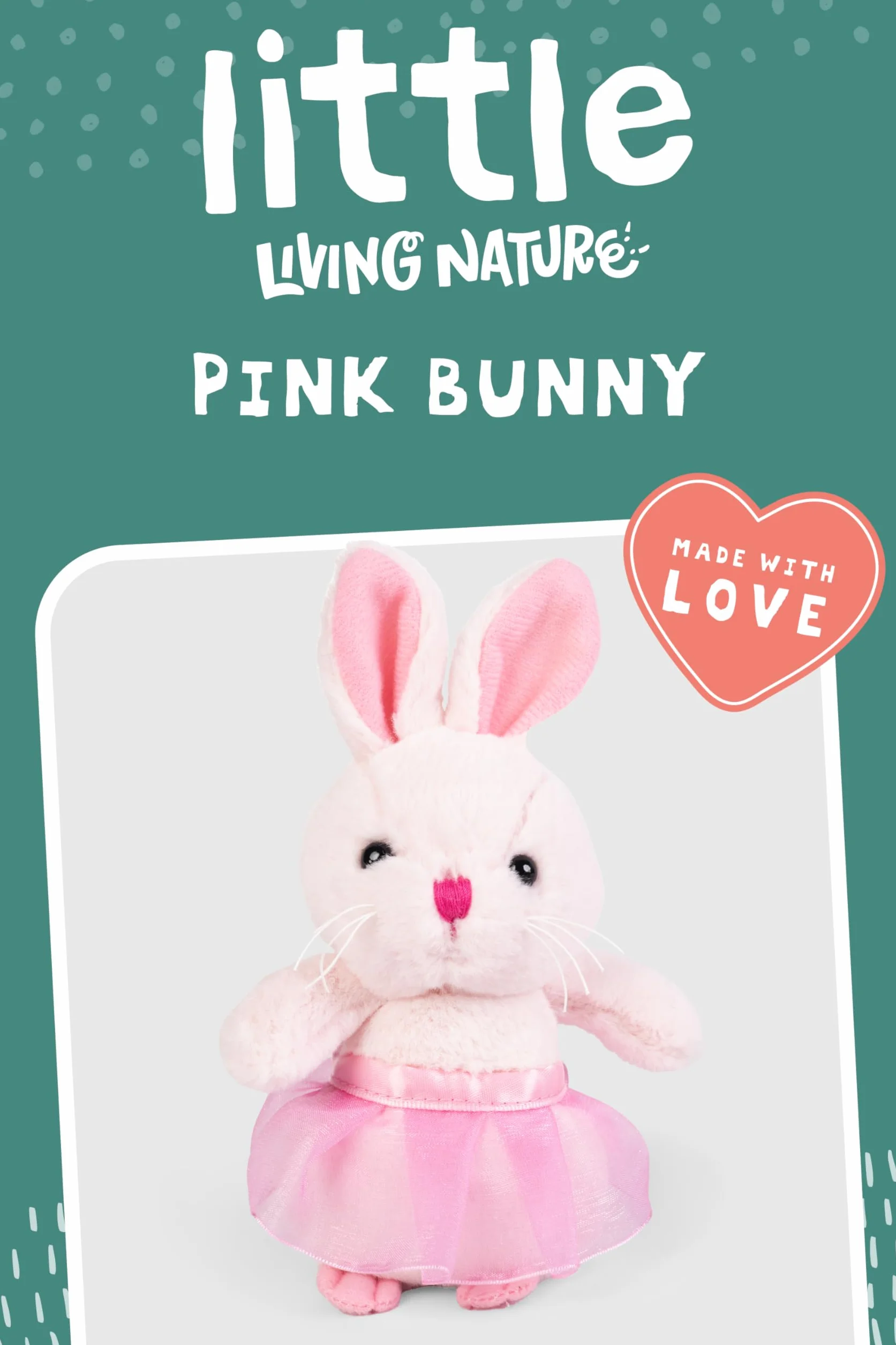 Little Living Nature Coniglietto Rosa in Tutu Peluche – Giocattolo di Stoffa per Bambini e Adulti, Giocattolo Morbido e Coccoloso