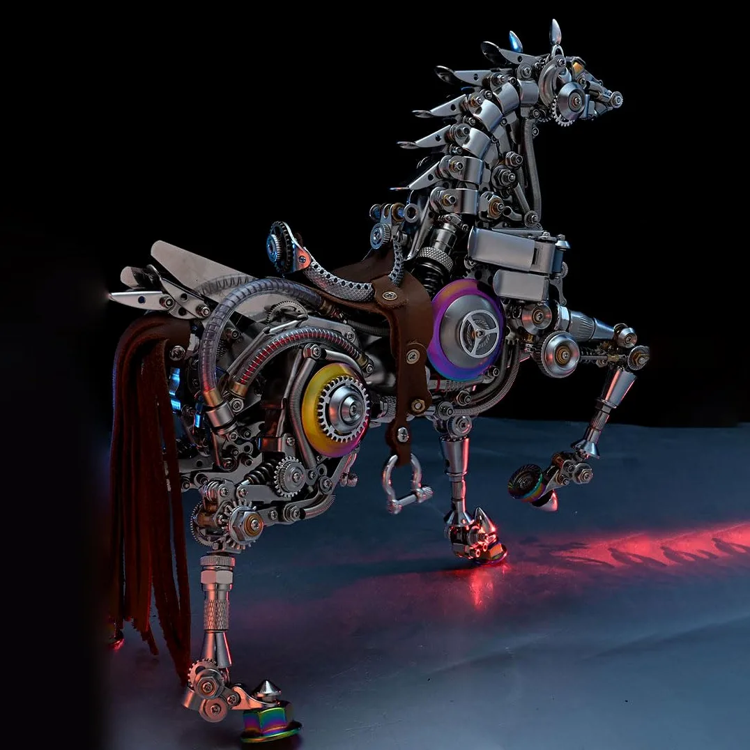 Steampunk - Puzzle in metallo 3D per adulti, modello di cavallo meccanico con giunti mobili, puzzle meccanico 3D, scultura di cavallo per decorazione e regali, 1500 pezzi