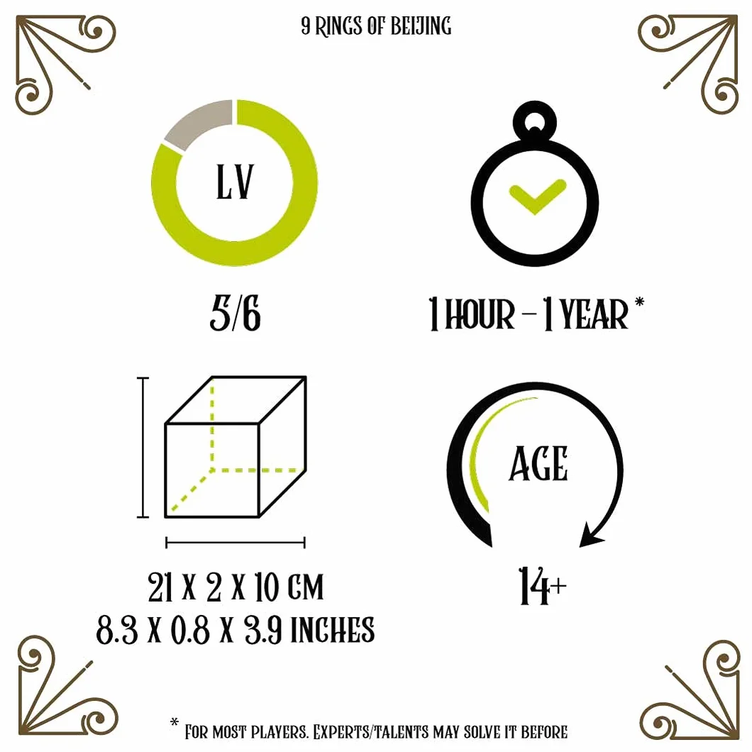 Logica Giochi Puzzle metalowy 9 anelli Pechino Difficoltà 5/6