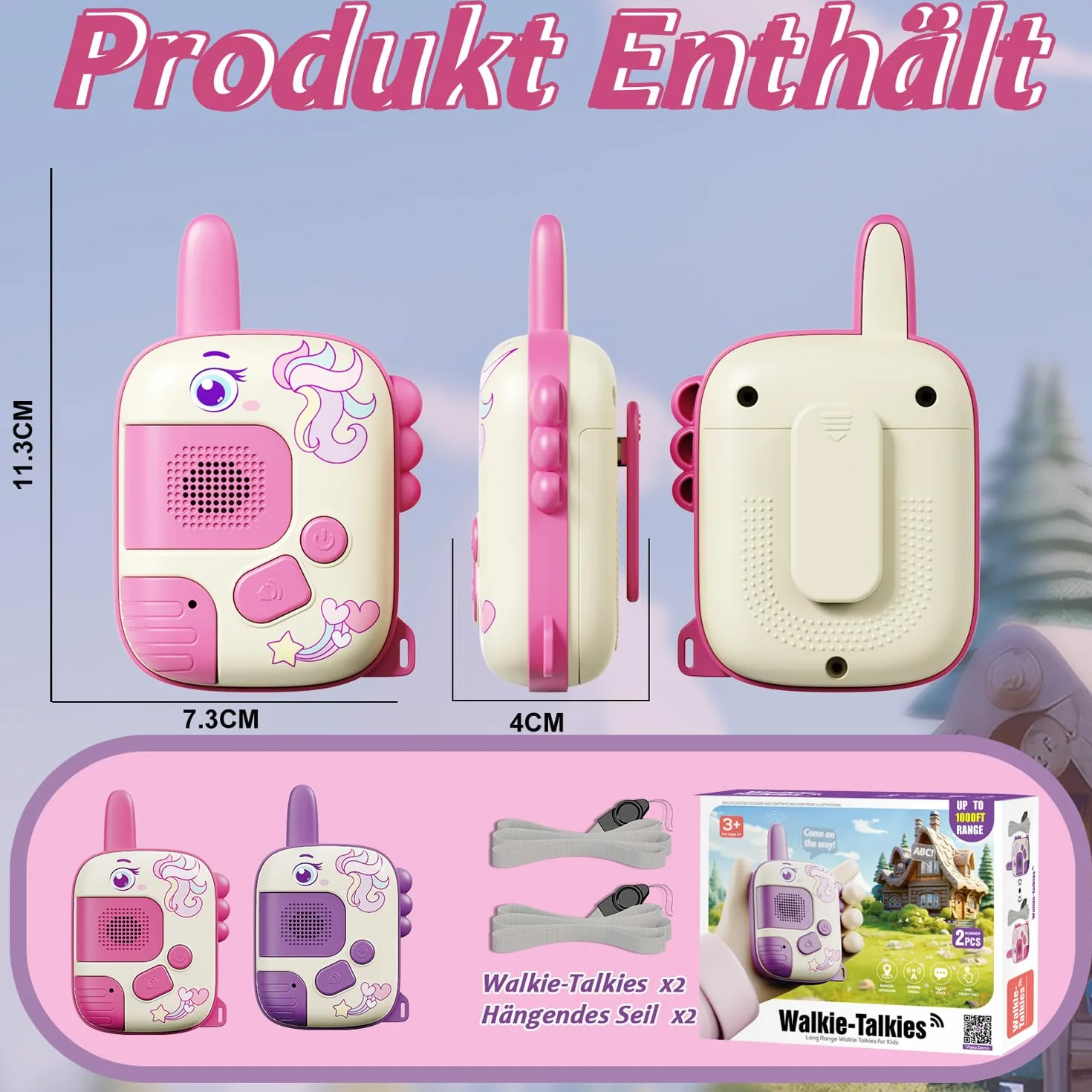 DQMOON Walkie-Talkie per Bambini, Giocattolo Unicorno Regalo 3-9 Anni