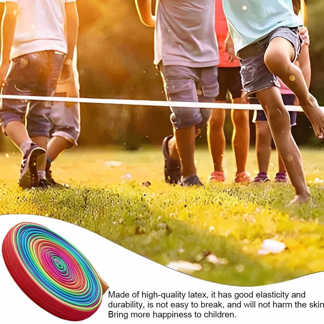 WUSJCOF 1 rotolo gomma per bambini, istruzioni giochi di salto, da interno e outdoor, ideale per salta, adatto per bambini dai 6 ai 10 anni, nastro arcobaleno, regalo per ragazze e ragazzi (6 metri)