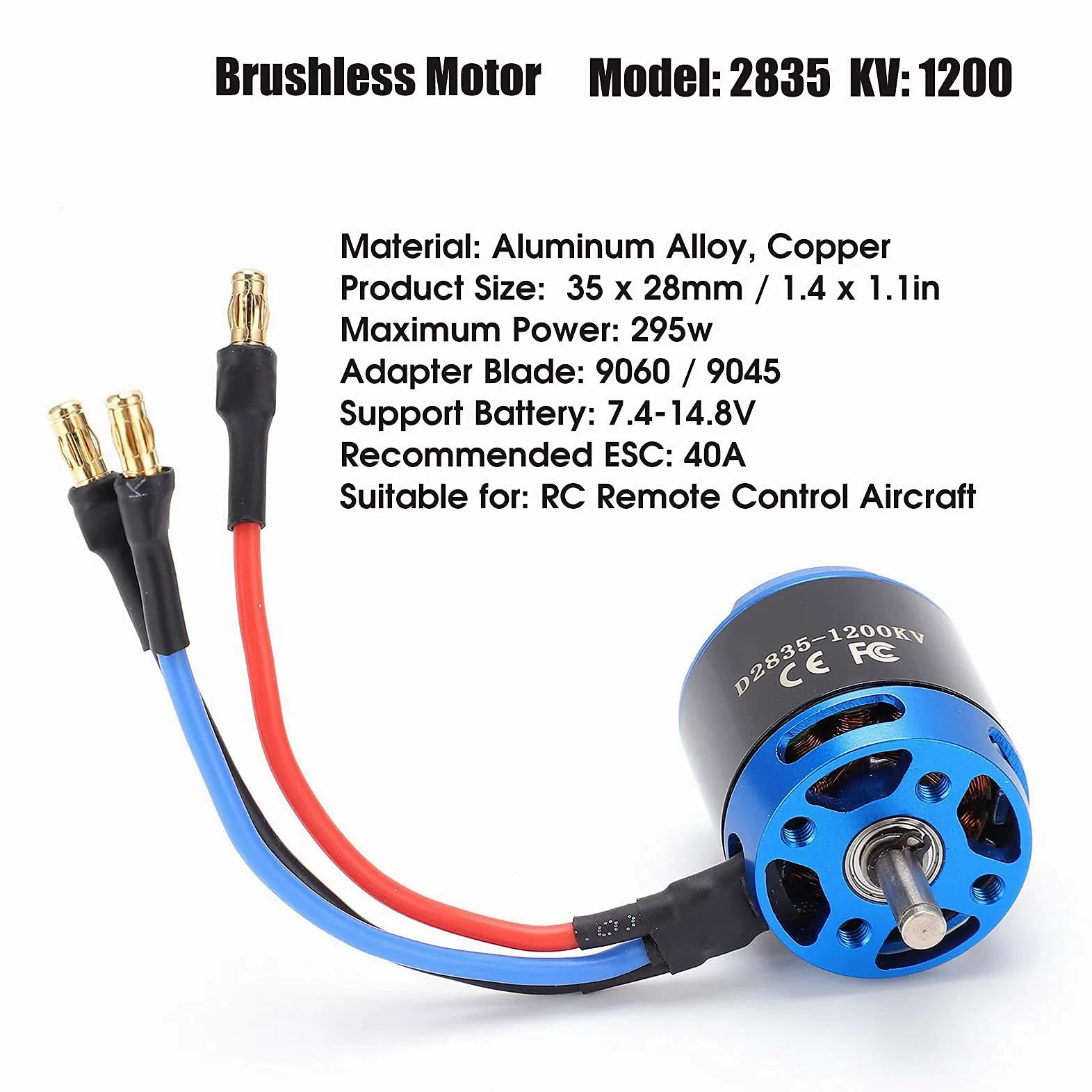 Motore Brushless, Resistente All'usura in Metallo, Motore per Quadricotteri 2835 1200KV, per UAV Modelli Aerei Velivoli Telecomandati