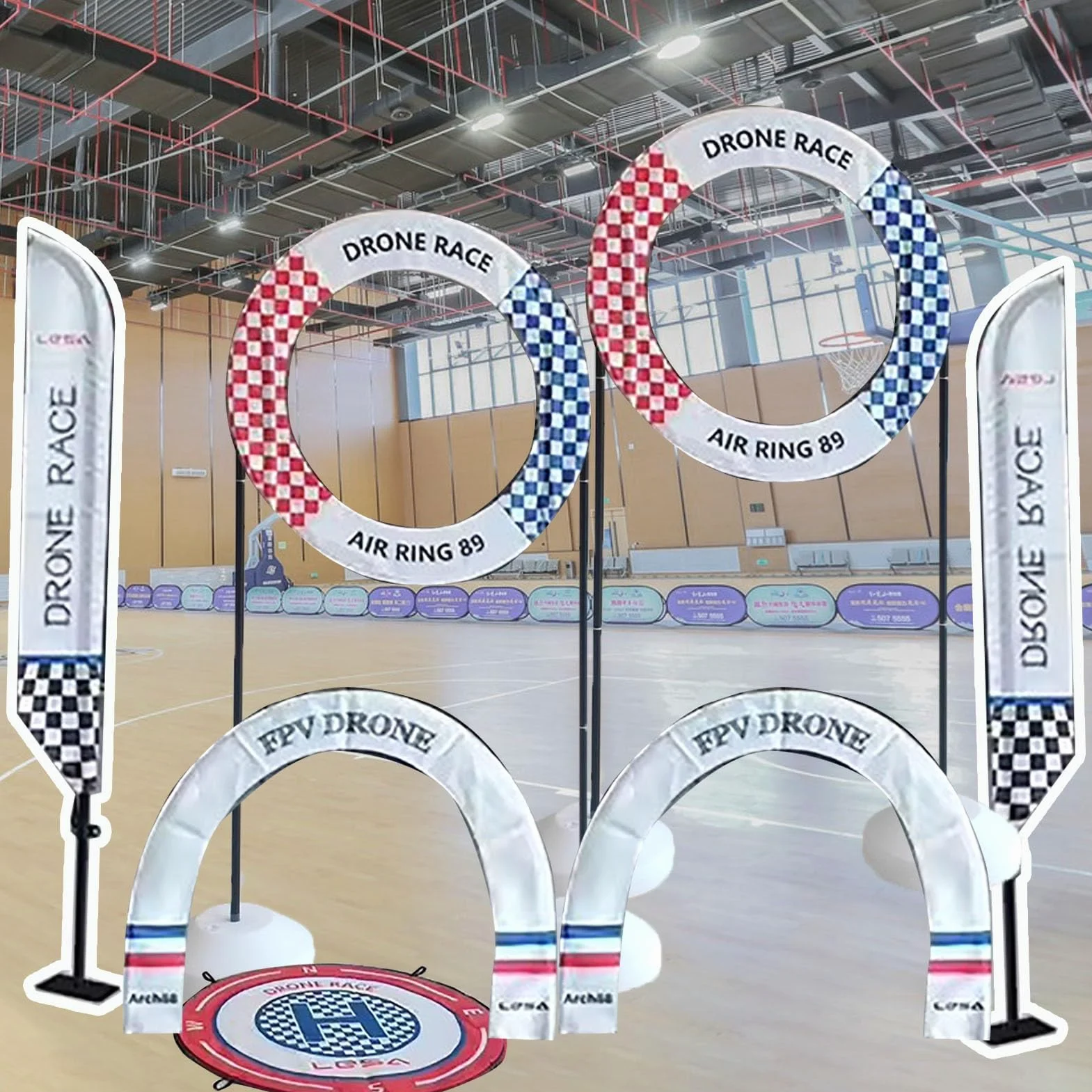 Quadcopter Obstacle Course Kit - Set da corsa per droni all'aperto con bandiere e cancelli per allenamento in elicottero drone freestyle