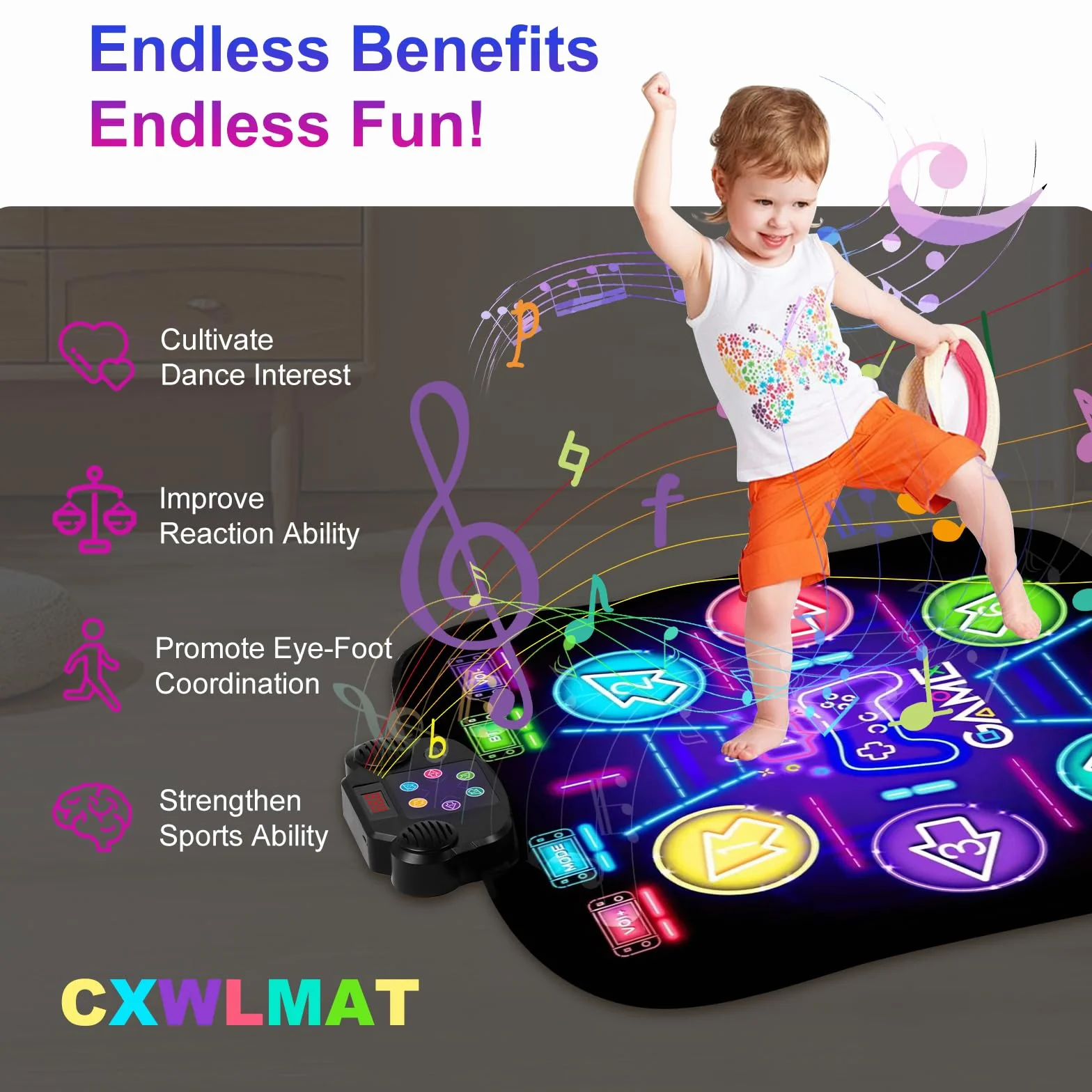 Tappetino da Ballo per Bambini Bluetooth Ricaricabile 2025, Tappeto Danza con Batteria, Regalo Natale Ragazze