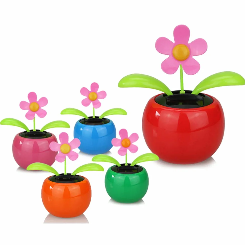 Fiori danzanti a energia solare 4 pezzi, decorazione da scrivania in plastica