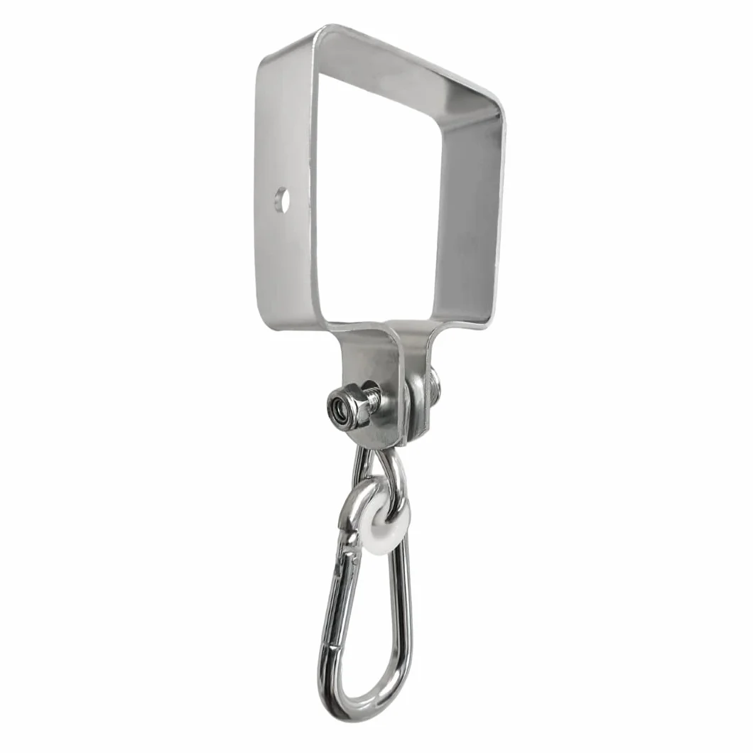 Set di 2 Ganci per Altalena con Moschettone 90x90mm Ganci A Manica Collare per Altalena - Moschettone Quadrato Supporto per Gancio Gancio per Travi O Legni Quadrati Supporto