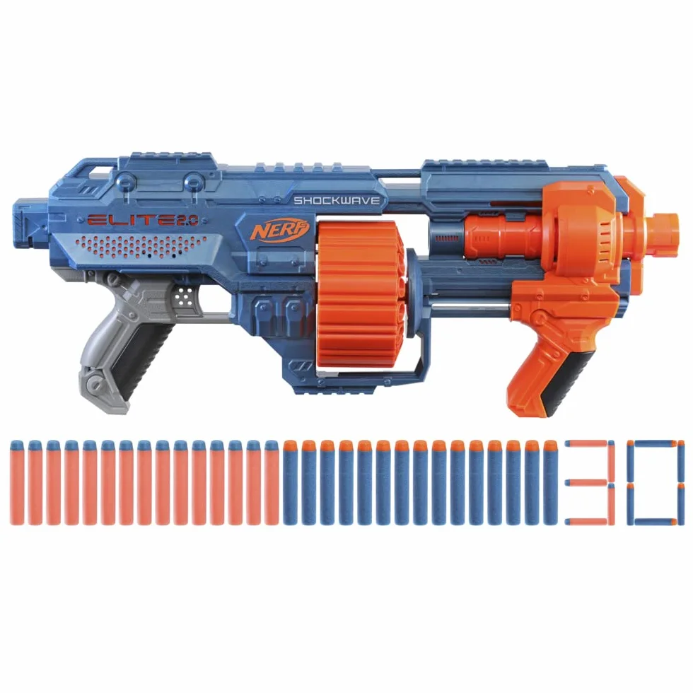 Hasbro Nerf Elite 2.0 Shockwave RD-15 Blaster z Tamborem Rotacyjnym 15 Dardów Lancio a Raffica