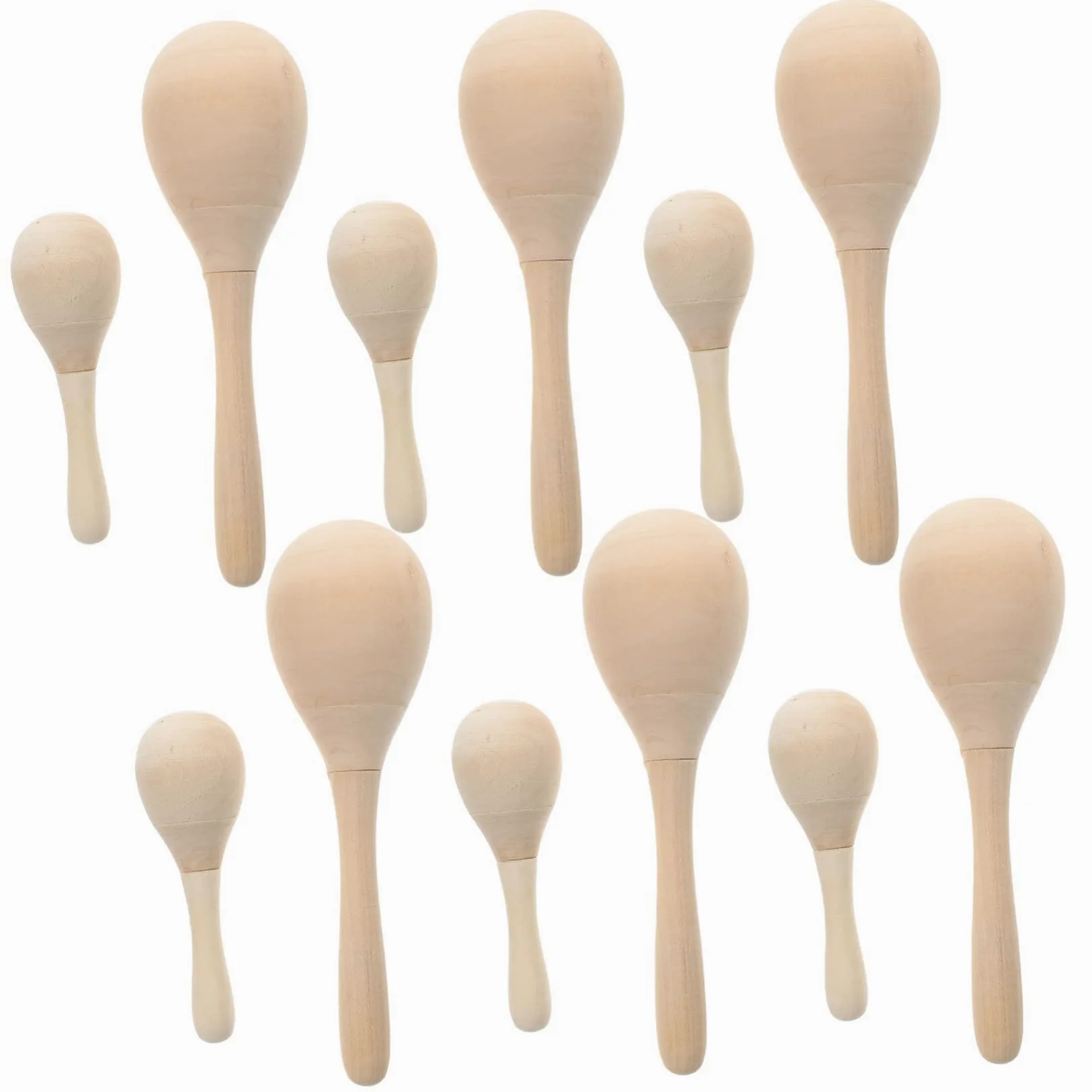 HANABASS 12pezzi Maracas in Legno per Ragazzo Ragazza Ragazza Strumenti Musicali Fai da Te Giocattoli Educativi Sonagli Musicali per Migliorare Coordinazione e Interesse per Attività