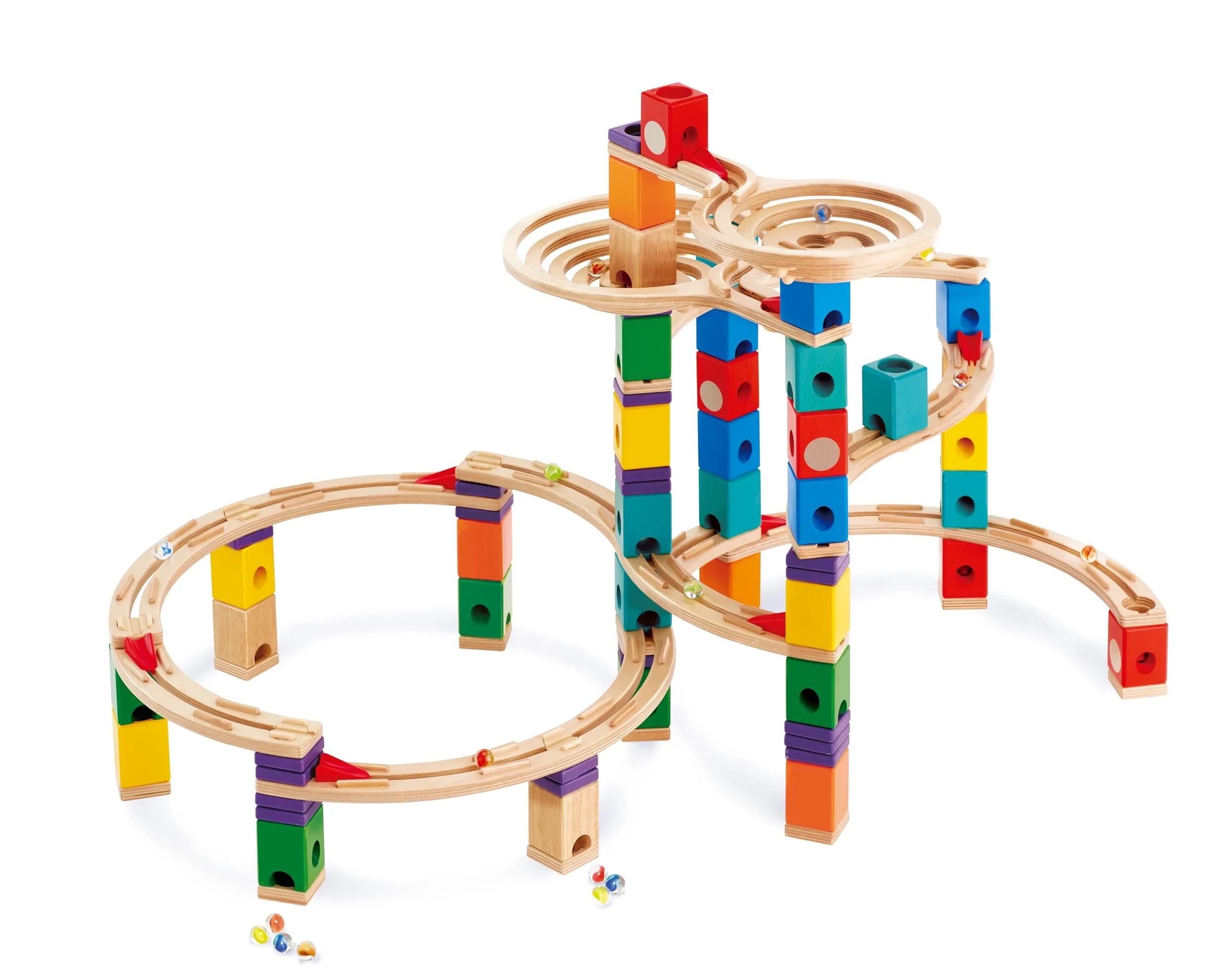 Hape Quadrilla - Ciclone - La più Grande Pista per biglie in Legno con spirali e Infiniti Layout per Bambini dai 4 Anni in su