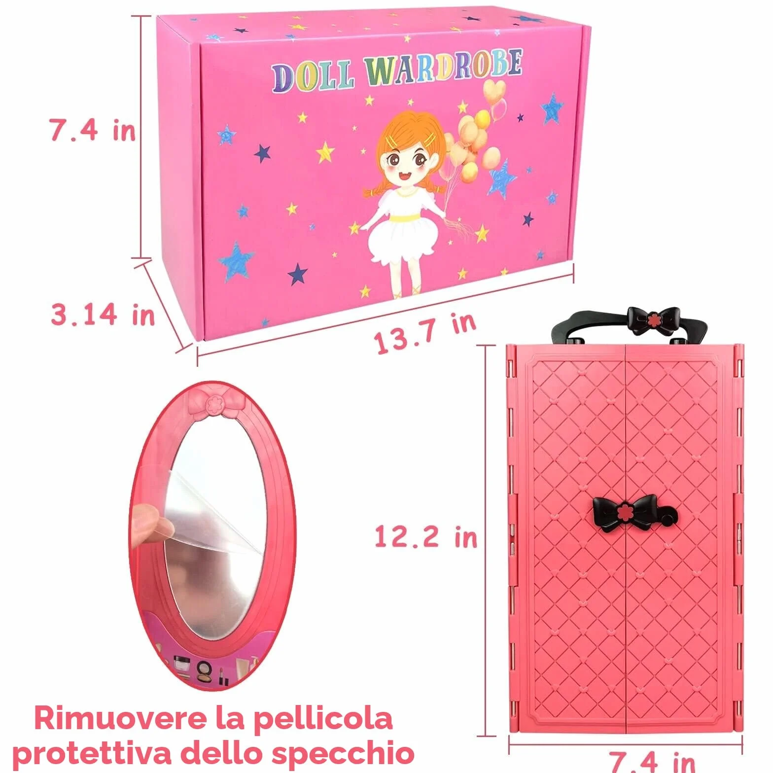 84 Vestiti e Accessori per Bambole con Armadio per bambole da 11,5 pollici Playset di design di moda bambola ragazza vestire tra cui abito da sposa abiti top e pantaloni scarpe grucce borse collane