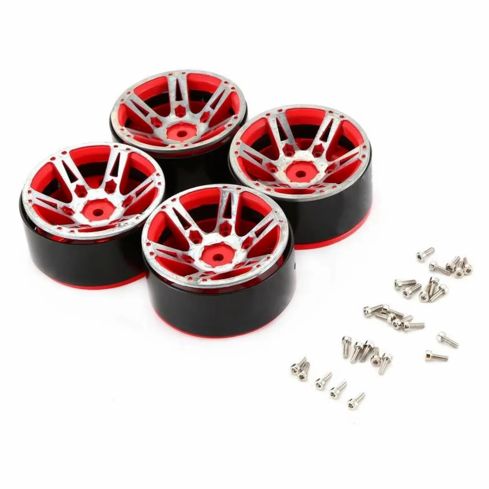 Compatibile con Traxxas per TRX-4 per Axial per SCX10 per Tamiya D90 1/10 RC Ricambi Auto Accessori 4 Pezzi Metallo BEADLOCK 1.9 "Cerchio Ruota Ricambi RC