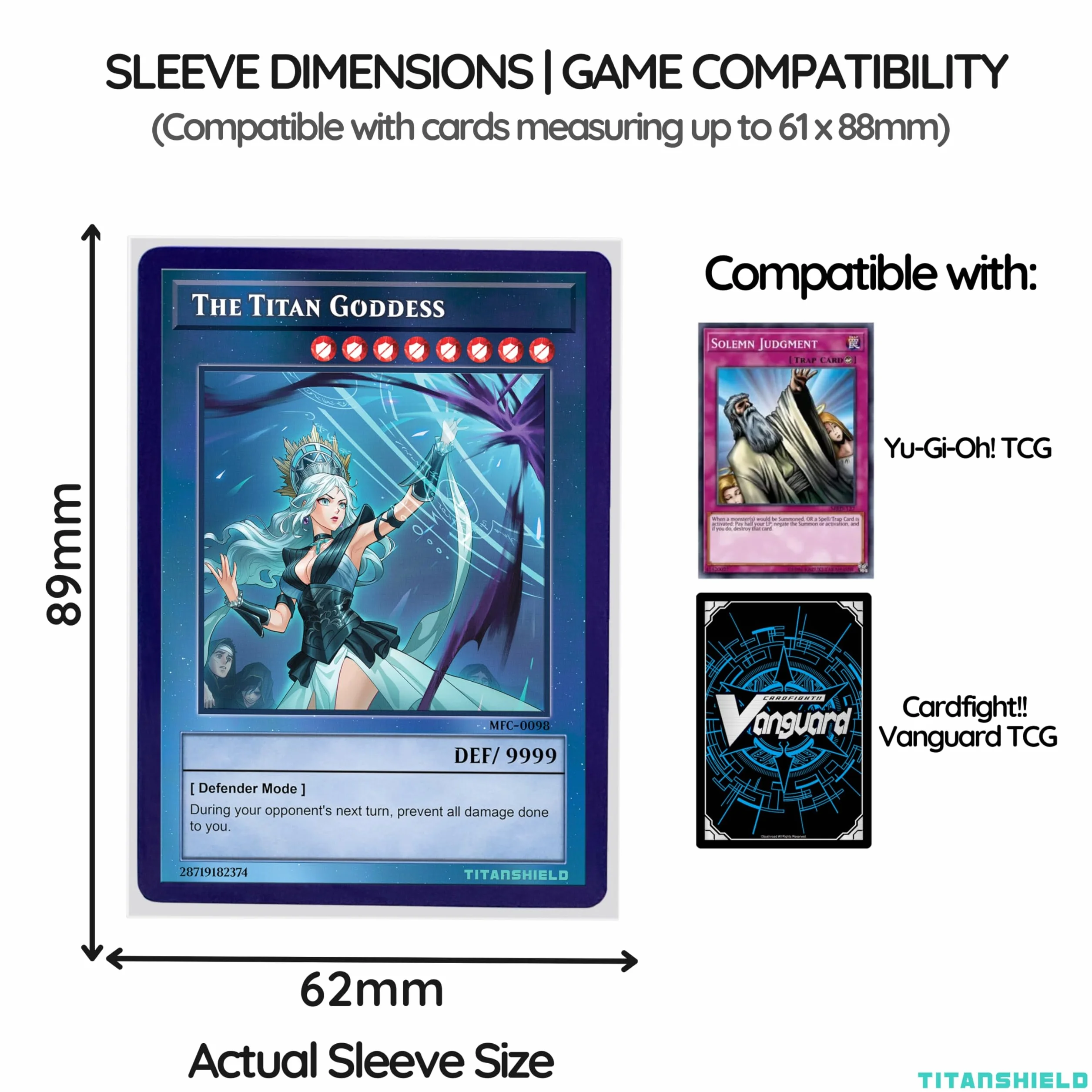 TitanShield (150 buste) piccole dimensioni giapponesi carte da scambio carte protettive compatibile con Yu-Gi-Oh!, Cardfight!! Vanguard & Photocards (bianco)