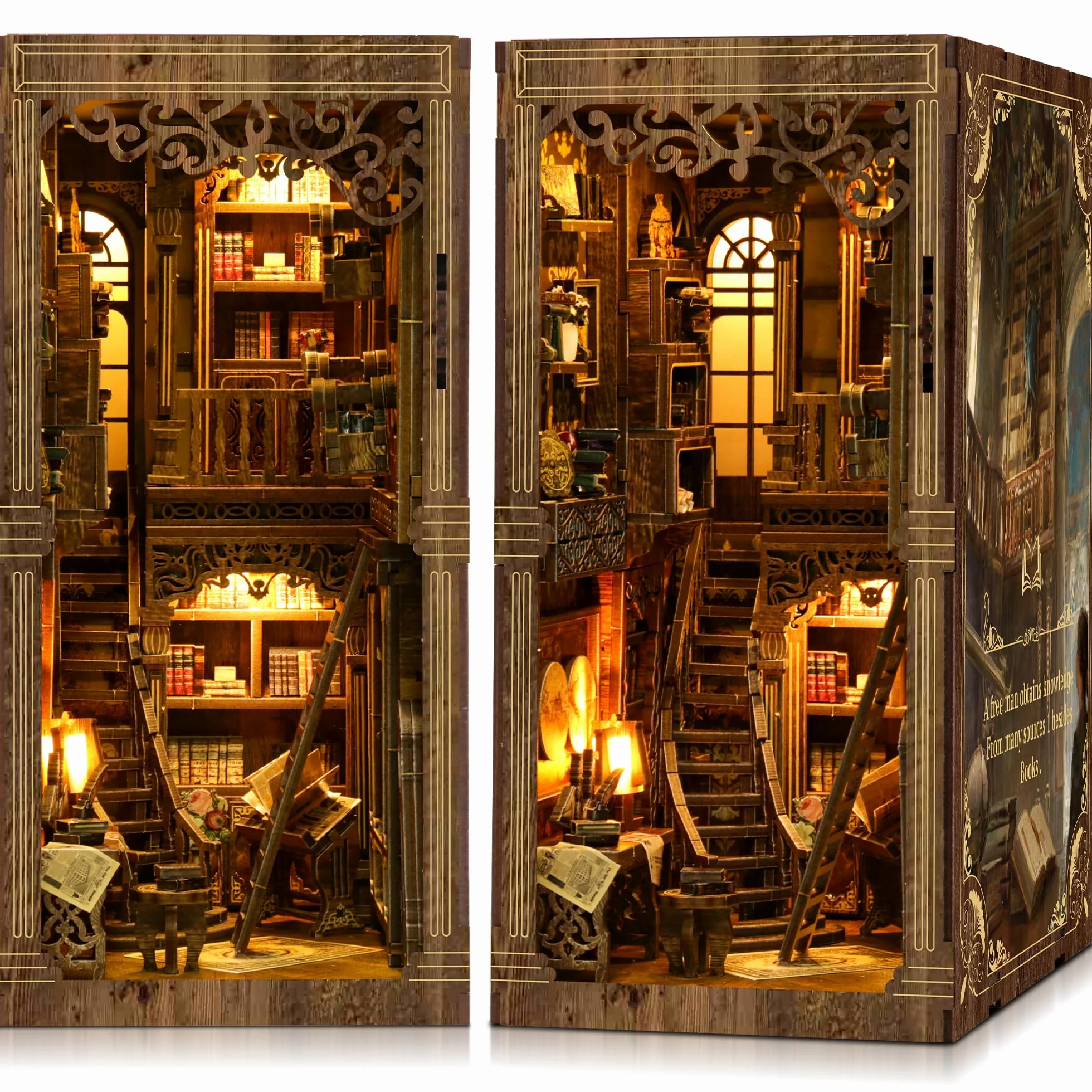 CRIOLPO Kit Book Nook DIY per Adulti - Casa in Miniatura con Luci LED da Montare, Modellismo 3D Creativo per Decorare Librerie - Regalo Originale per Appassionati di Fai da Te