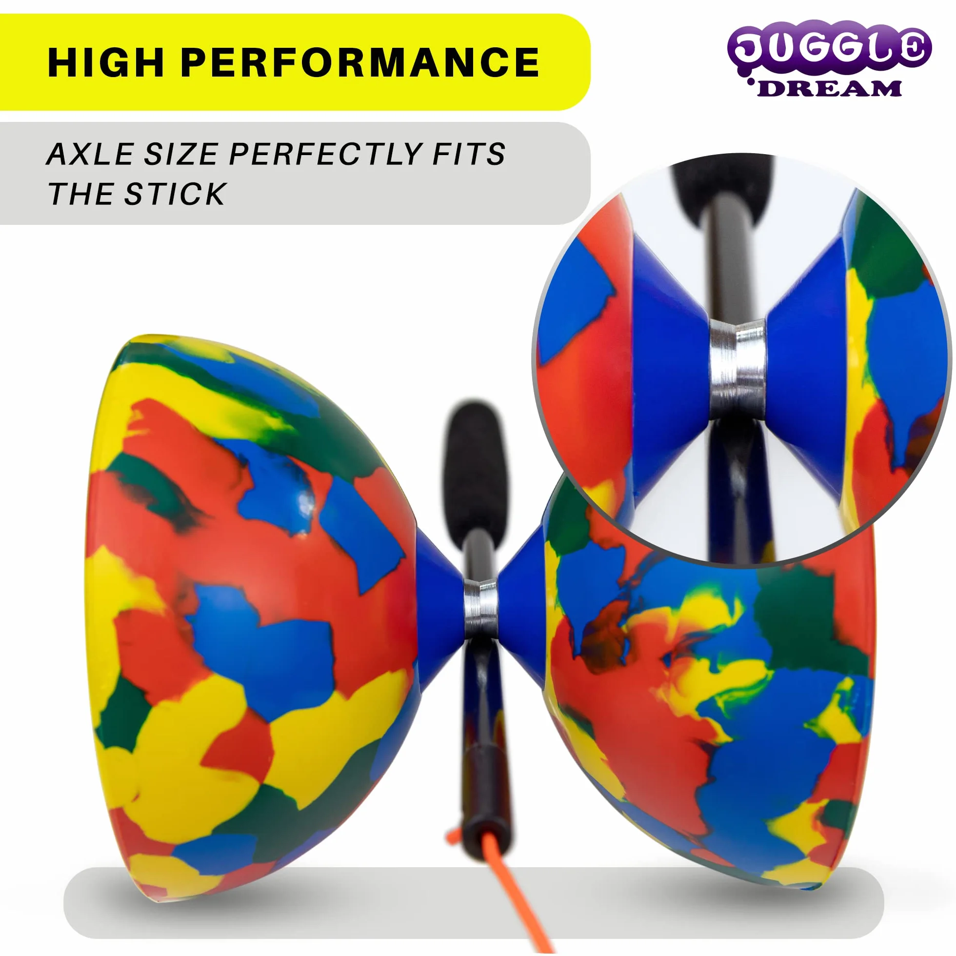 Juggle Dream Jester Diabolo Set da Giocoliere con Bacchette in Fibra e Video di Apprendimento Online, Giocattolo da Giocoleria (Multicolore)