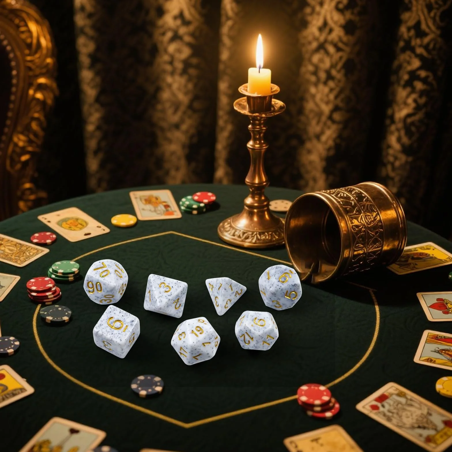 Set di 7 dadi poliedrici, dadi in poliedro con glitter DND Dice per Dungeons & Dragons RPG MTG DND (blu screziato)