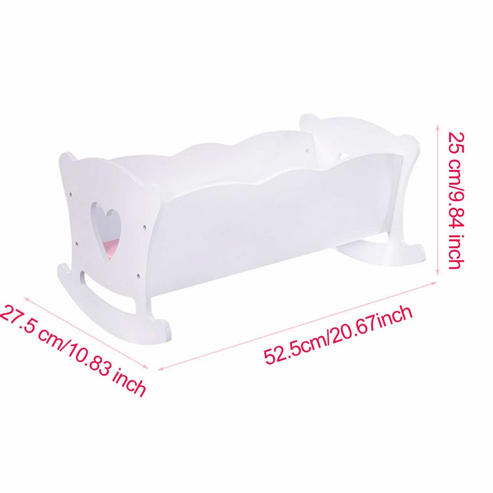 Letto A Dondolo Per Bambole In Legno Bianco | funzione oscillante, cuscino e coperta inclusi, gioco realistico