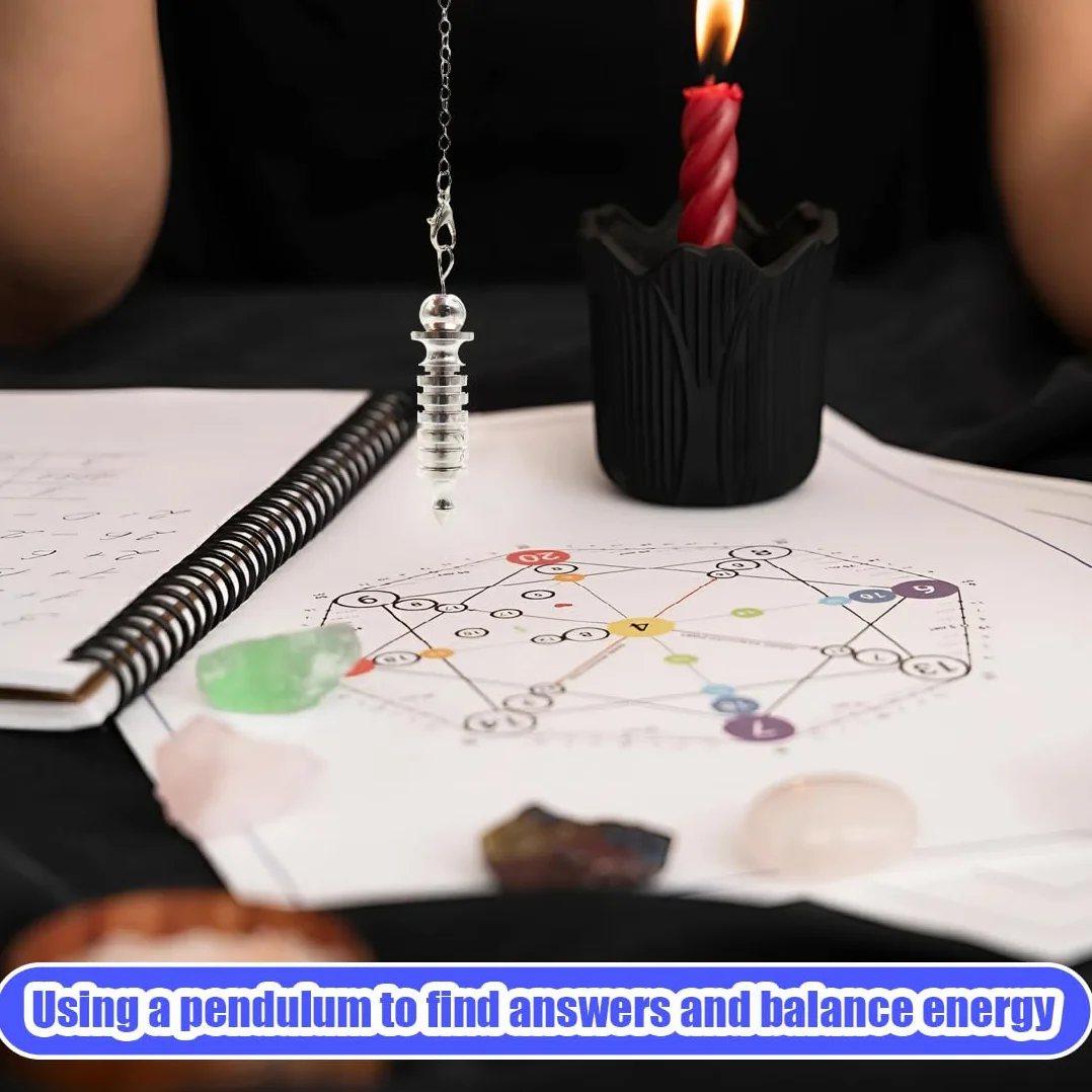 Pendolo Esoterico,Pendolo in Rame,Pendolo Divinatorio,Pendolo Caotico,per Esoterismo in Metallo,per Divinazione,Accessori per Tarocchi,Regali per Gli Amanti dei Tarocchi(Argento)