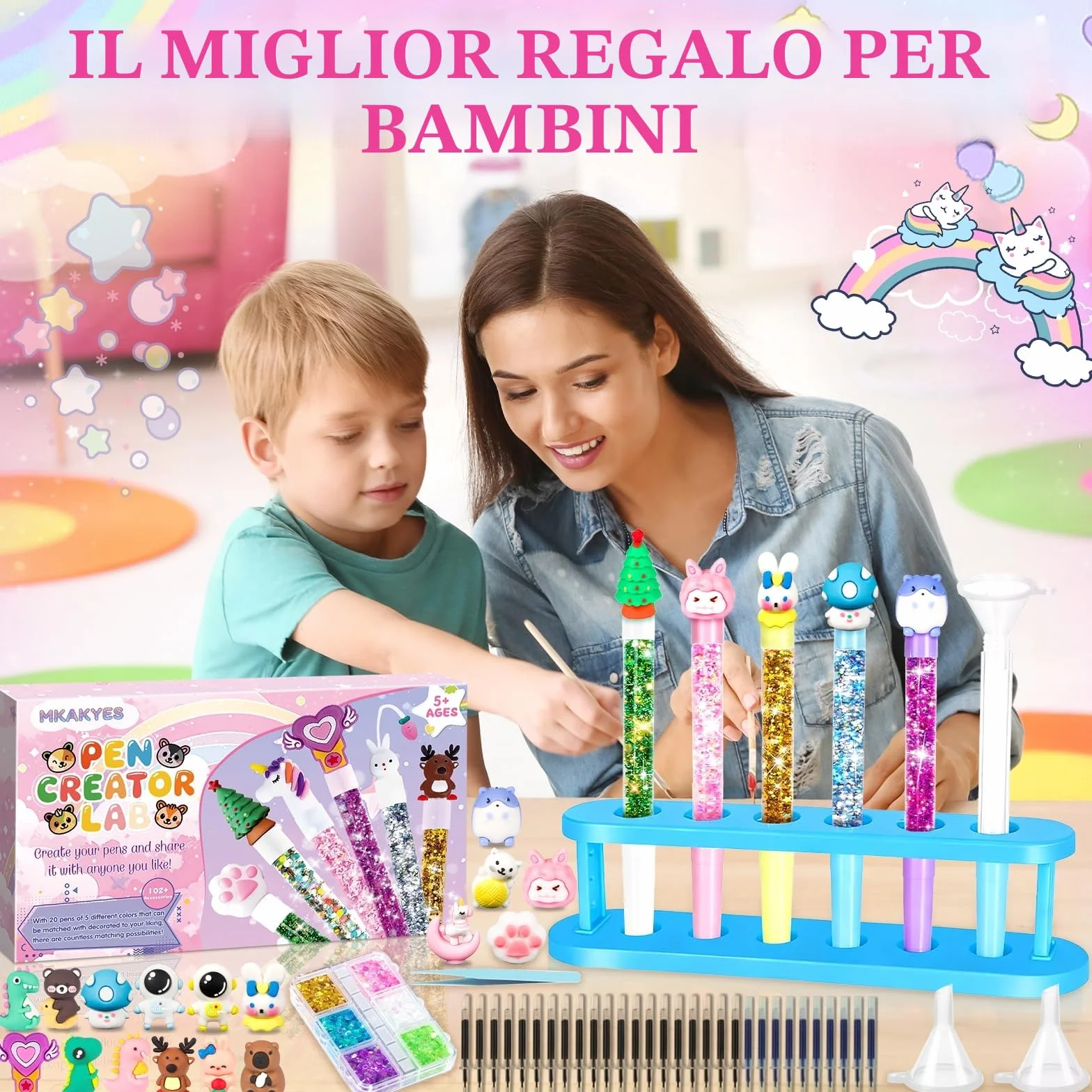 Laboratorio Delle Penne Kit Creativo Penne 82 Accessori Fai da te Bambini 5-12 Anni