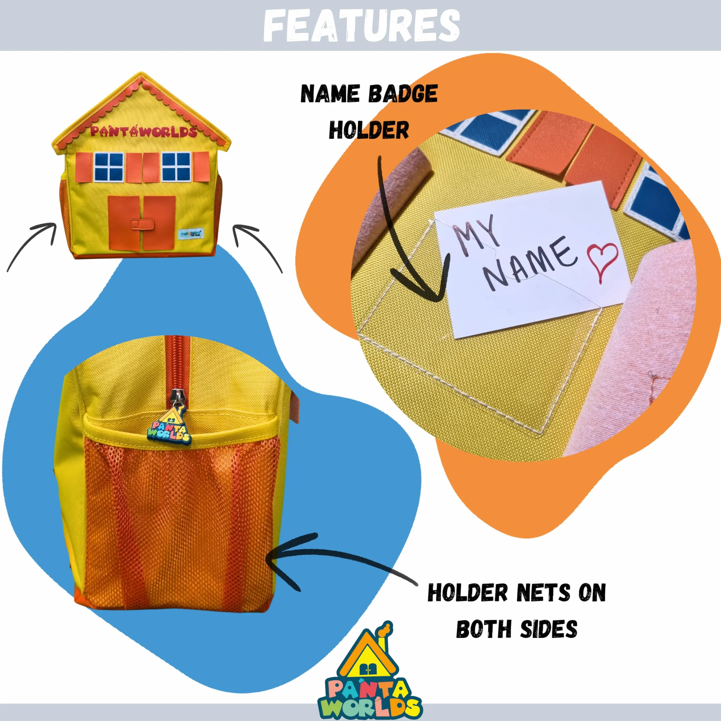 Pantaworlds Bag | Zaino Bambino a Forma di Casa, Zainetto Asilo per Bambini Impermeabile e Antiabrasione | Unisex | Idea Regalo Bambini | Certificato CE