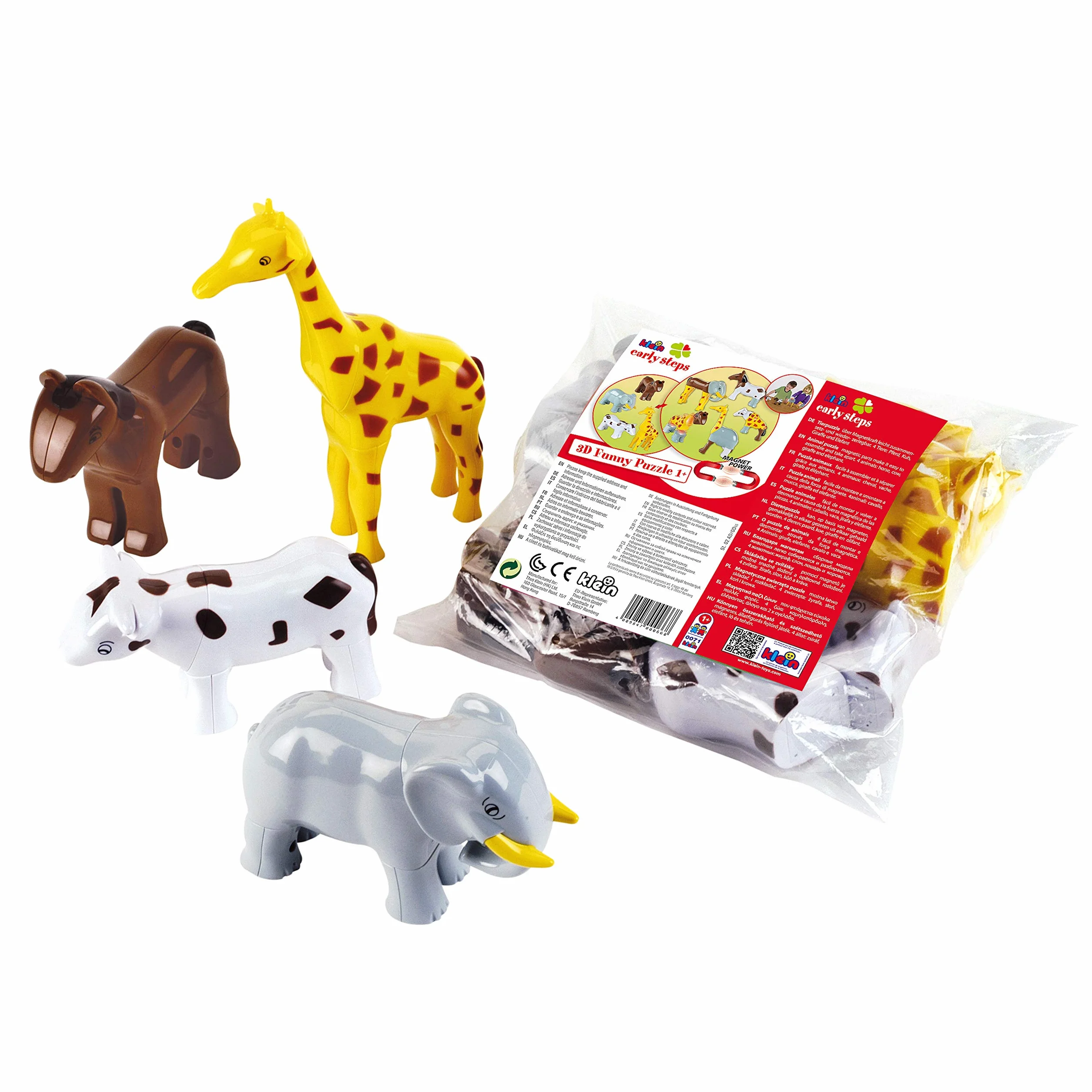 Theo Klein 71 Funny Puzzle Puzzle Magnetico in Astuccio, 4 Animali, I Pezzi del Puzzle vengono collegati tra Loro Tramite Calamite, Giocattolo per Bambini a Partire da 1 Anno