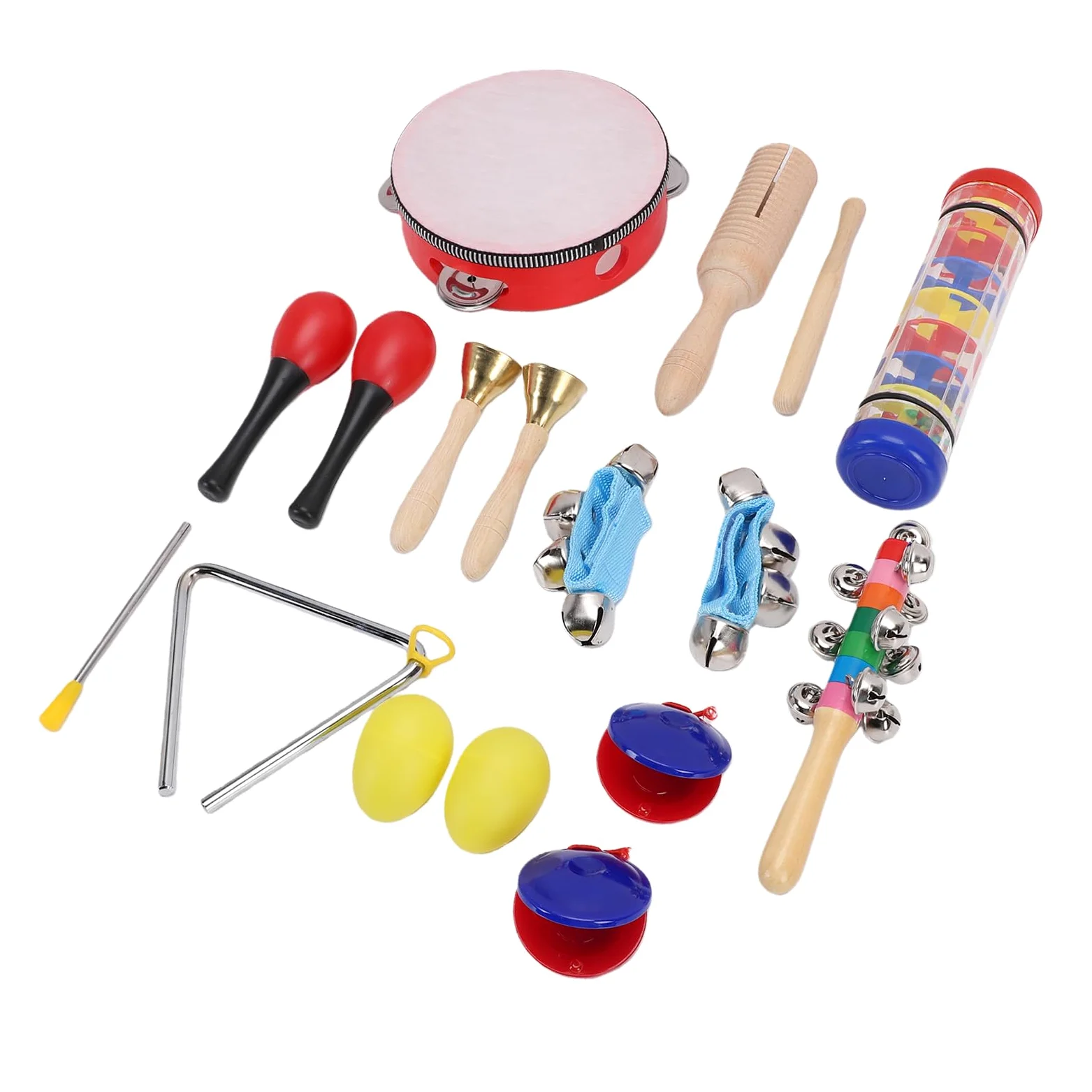 Keenso Strumenti Musicali per Bambini, Set di Percussioni in Legno di Faggio ABS con Tamburello e Battagli Maracas per Bambini Dai 3 Agli 8 Anni