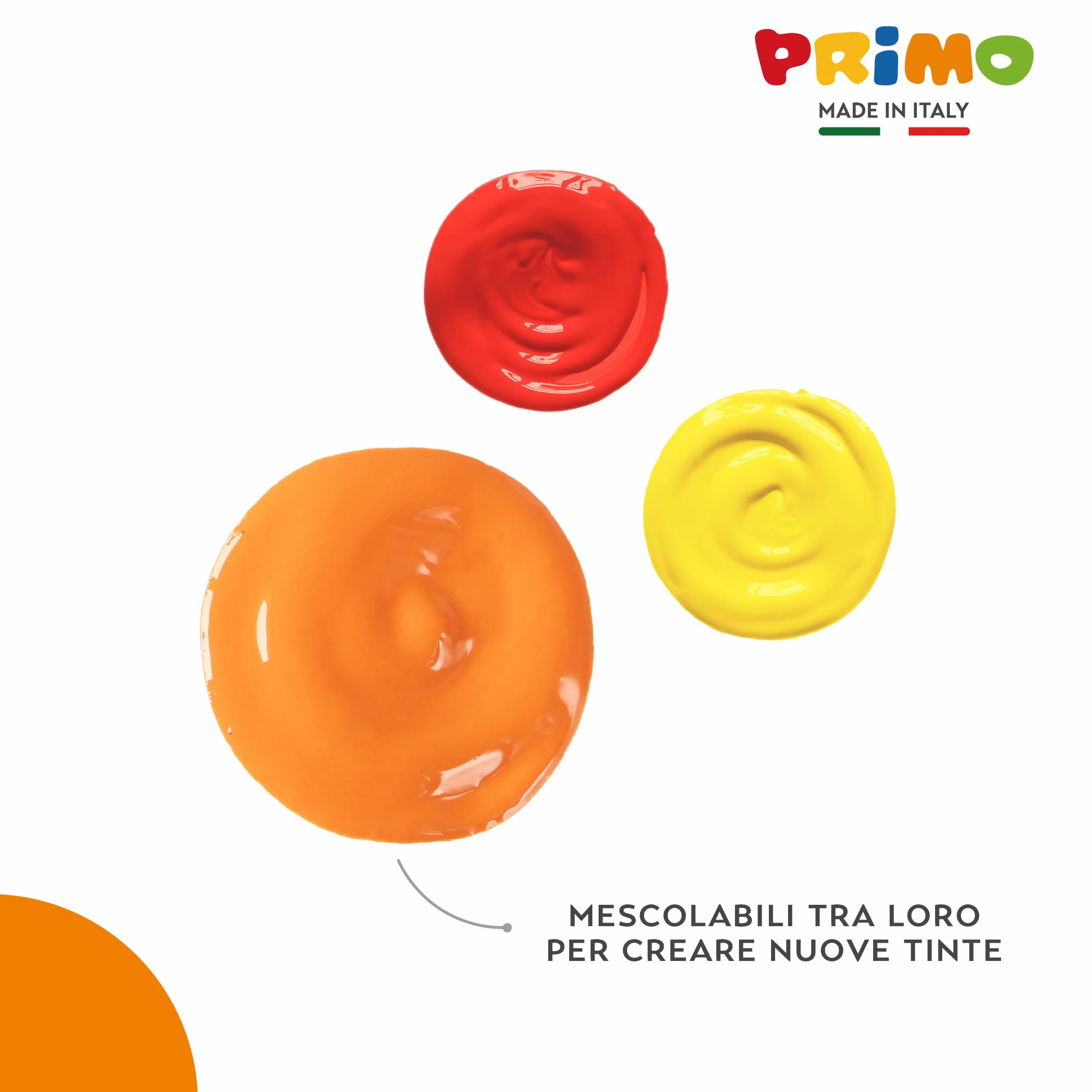 PRIMO Tempere Lavabili per Bambini 6 Colori 1L con Dosatore Pittura Carta Stoffa Vetro
