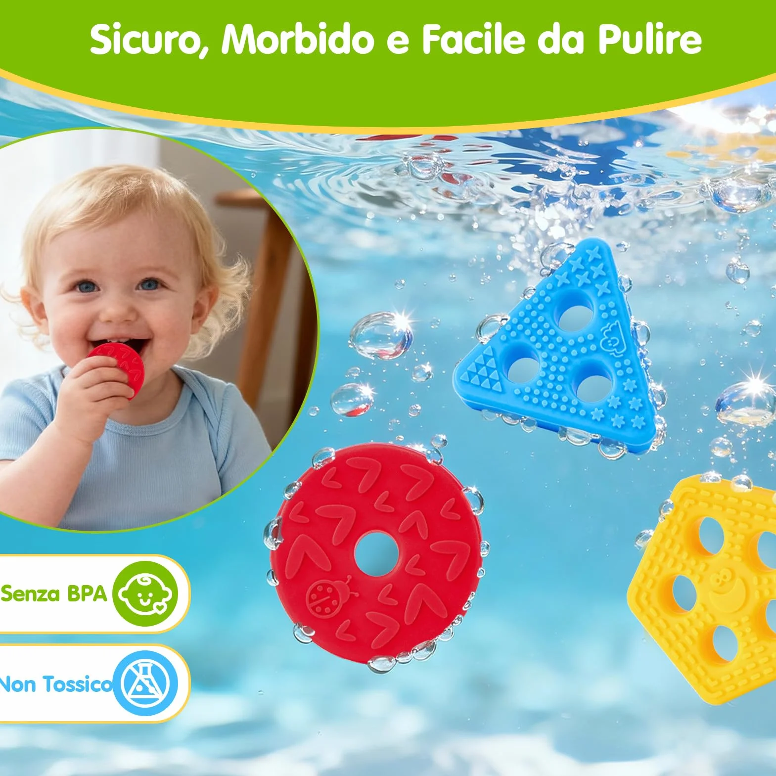 hahaland Gioco Sensoriale in Silicone per Bambini 12+ Mesi, Gioco Impilabile Morbido, Blocchi Montessori per Sviluppo Sensoriale e Motricità, Regalo per Bambini 1-3 Anni