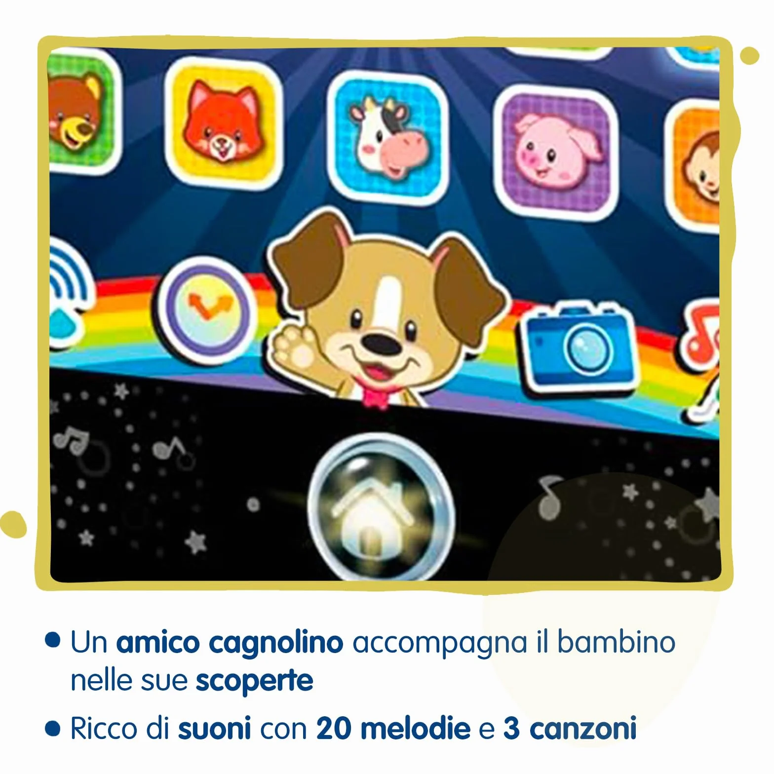 VTech Il Mio Super Tablet, Tablet per Bambini con 25 Icone Interattive ed Effetti Luminosi, Pratica Maniglia, Gioco Bambino con Animali, Forme e Numeri, Lingua Italiana, Batterie Incluse, 9-36 Mesi
