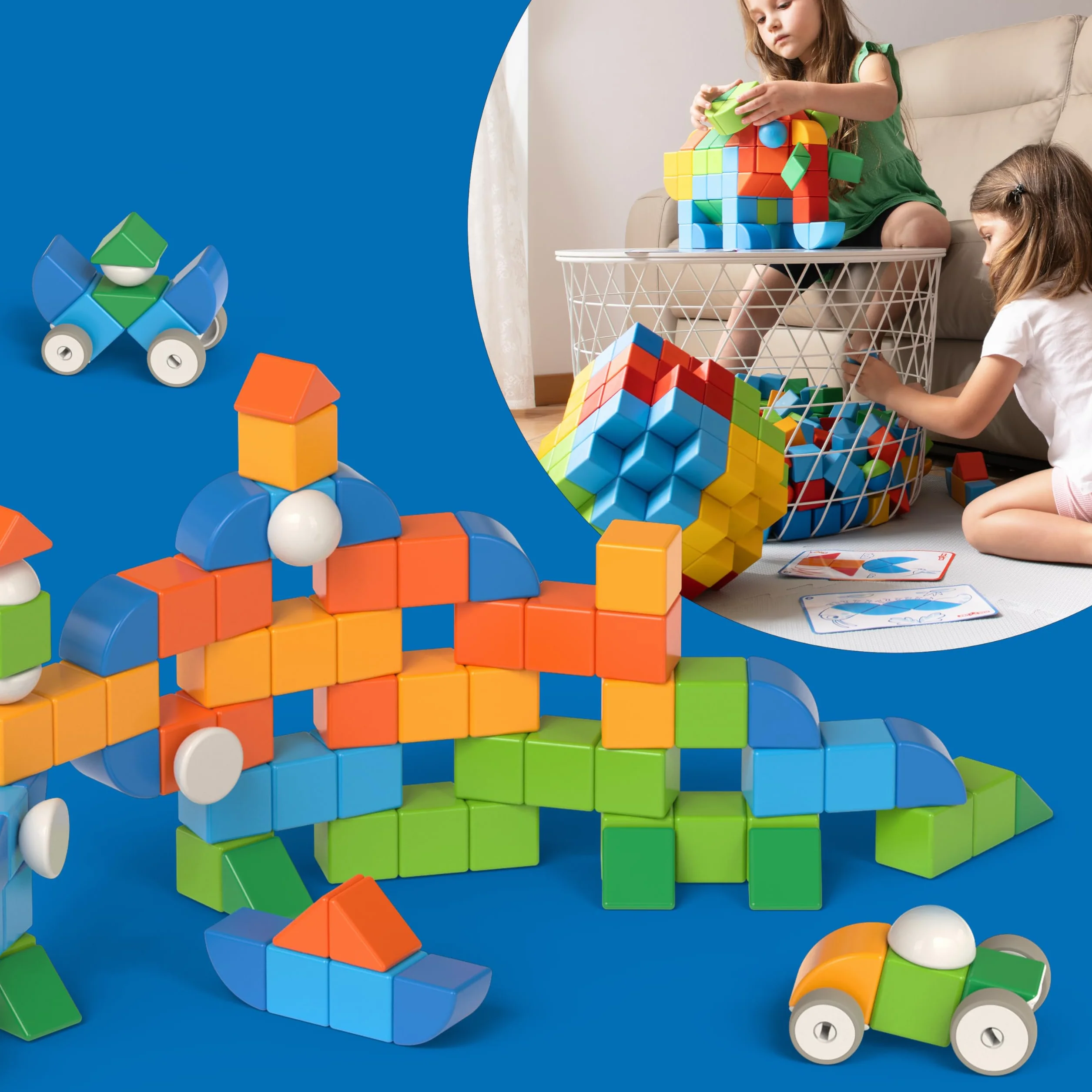 Geomag Magicube 1+ Full Color 153 - Cubi Magnetici per Bambini - Monocolore - Confezione da 16 Cubi