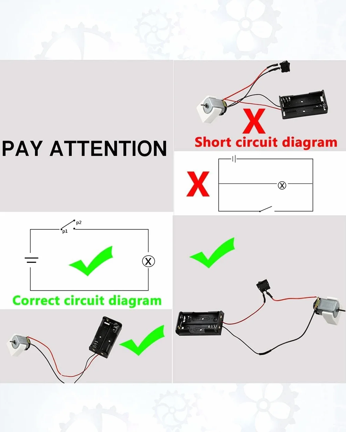 RUNCCI-YUN 5 Set kit motori dc,1.5V-3V-4.5V-6V-9V Mini Motori6500 RPM Per Esperimento DIY Fisica Educativa Fai Da Te