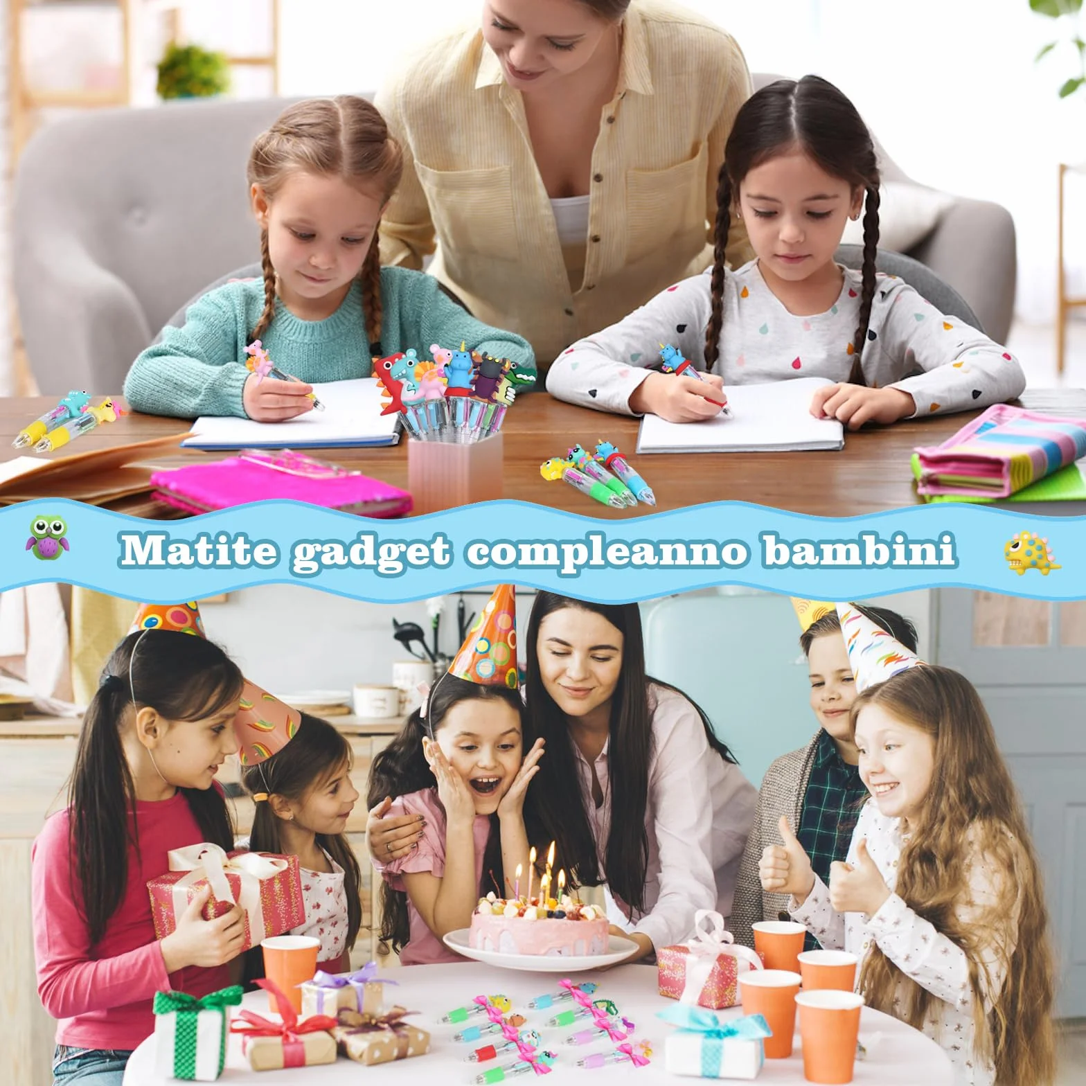 Penne Regalini Fine Festa Compleanno Multicolore Bambini Gadget Penne Gel Colorate (30)