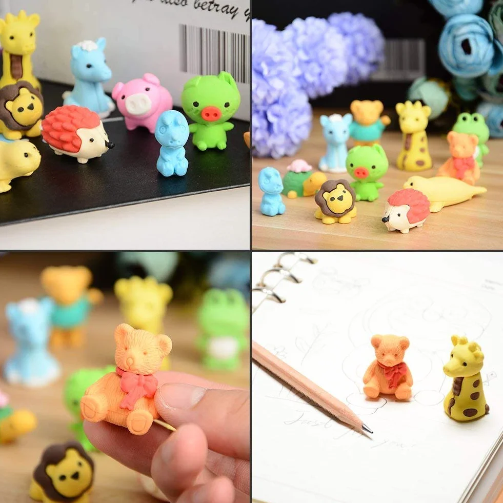 Set da 30 pezzi, collezione di adorabili gomme per matita a forma di animali dello zoo, regalo per bambini e per San Valentino