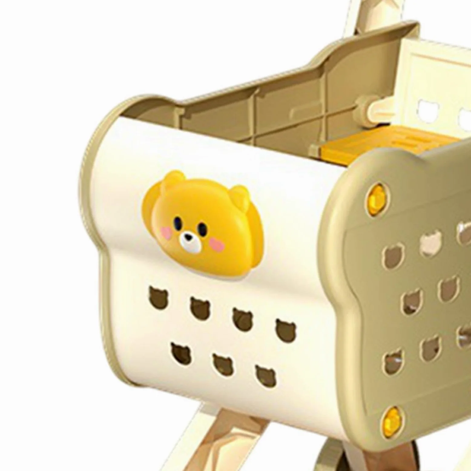 Carrello Supermercato Bambini Set Giocattolo Carrello Spesa Accessori Cucina Portaoggetti Ampio Facile da Usare Adatto per Gioco Simulato Regalo, Beige