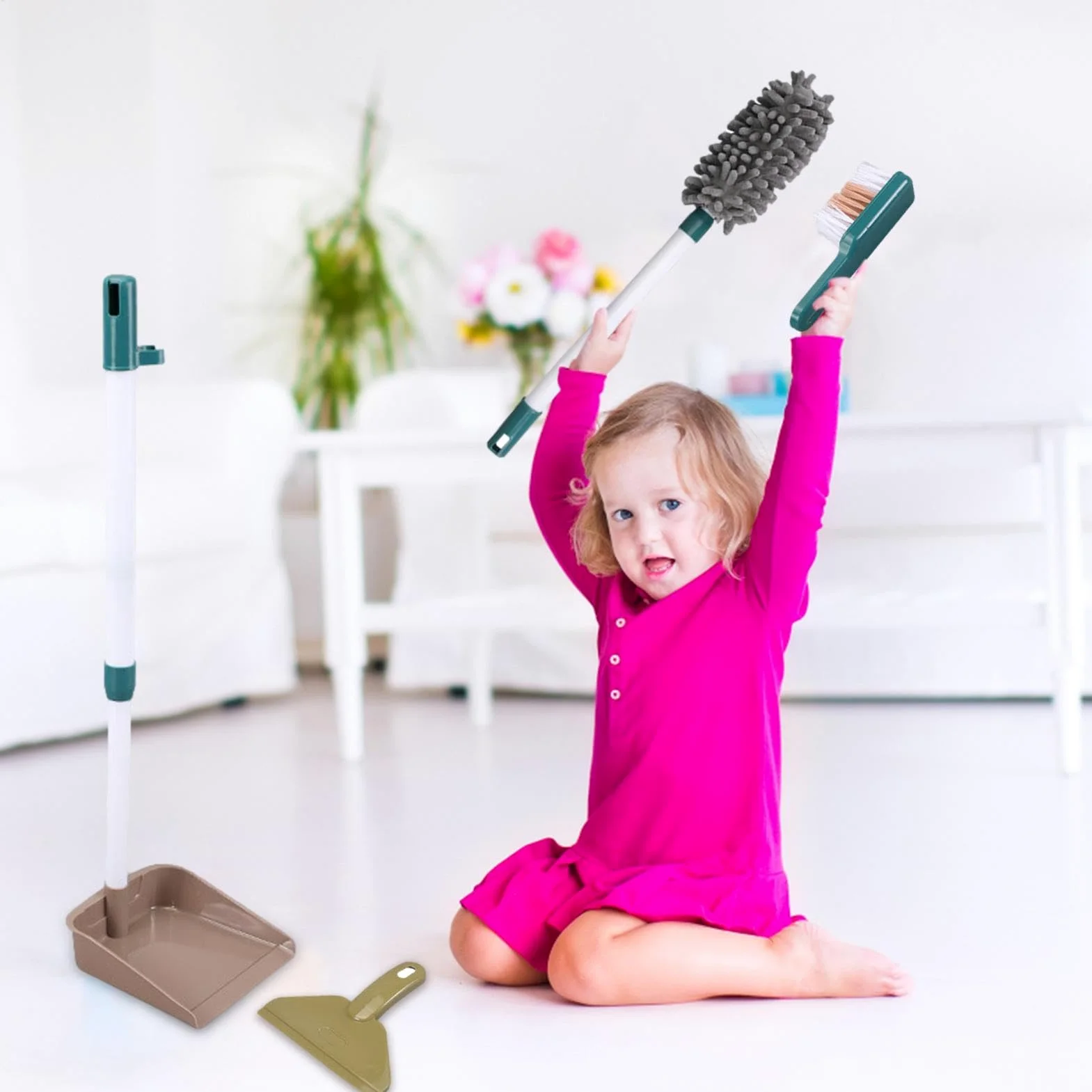 di Pulizia per Giochi Di Simulazione, Safe Children Pretend Play Kit | Giocattoli Di Pulizia, Kit Di Di Pulizia Multifunzionale Per Bambini, Set Di Scopa E Mop, Giocattoli Educativi